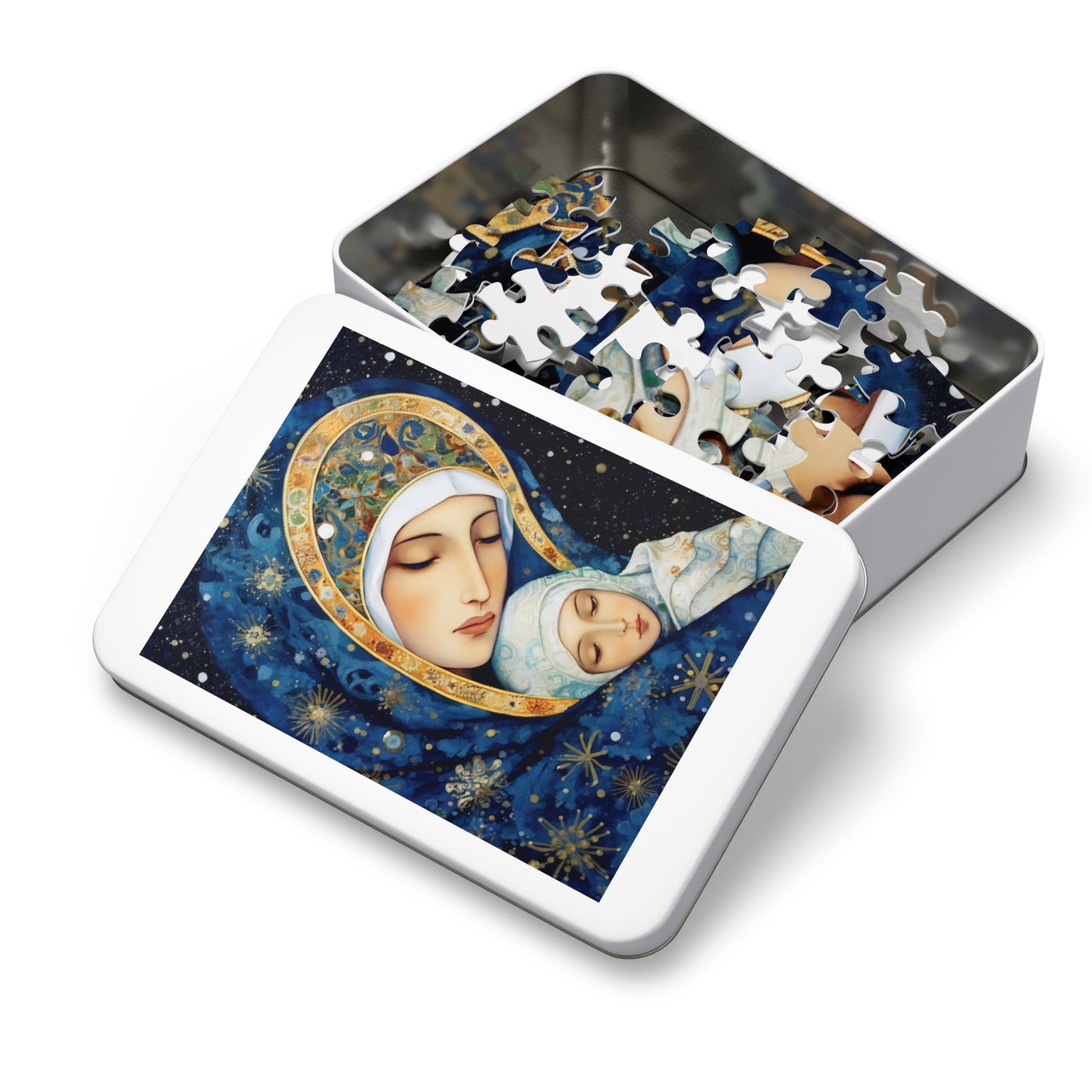 Snowfalls Embrace - Our Lady of the Snows - Puzzle and Keepsake Tin - Jigsaw Puzzle (30, 110, 252, 500,1000-Piece) - Religious Puzzle