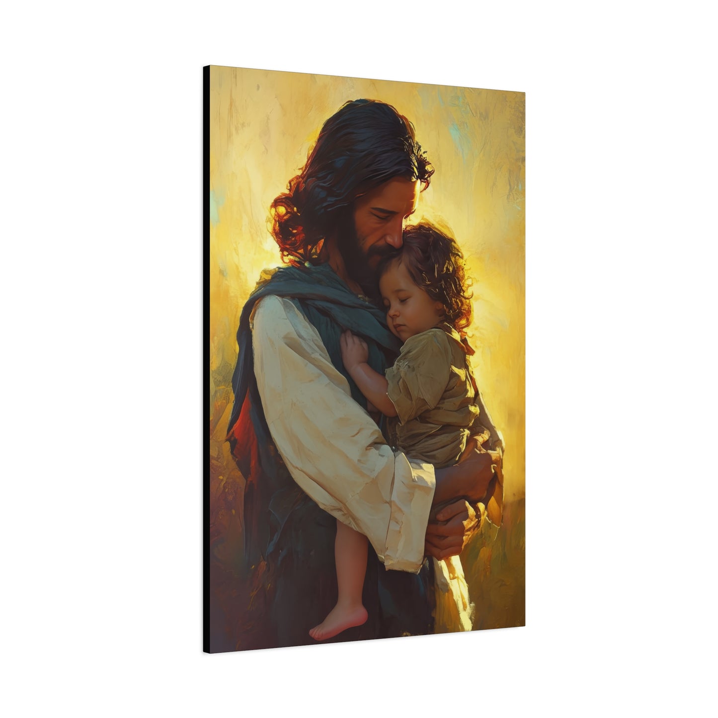 Divine Protector of the Innocent - Christ and Child - Museum Wrapped Canvas - Print - Religious Art for your Home - Christian art print