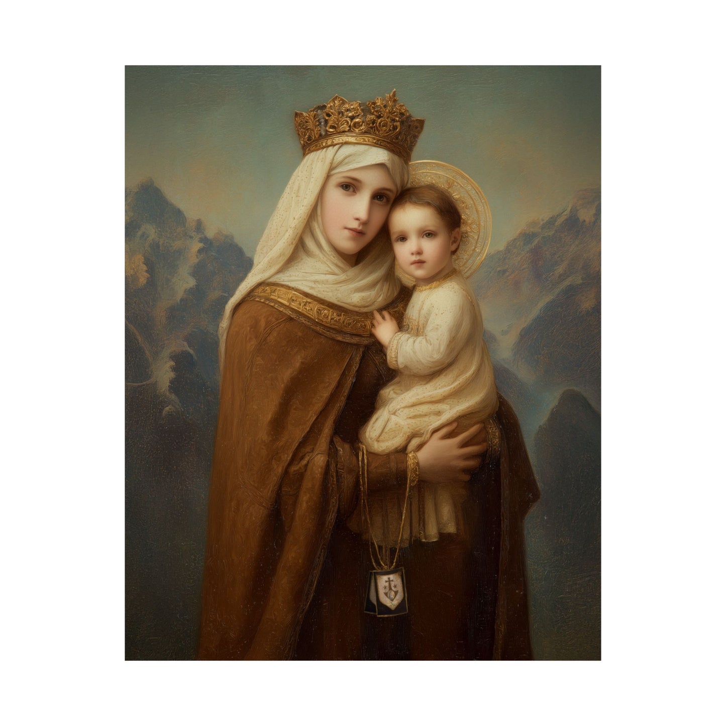 A Cord Between Heaven and Earth - Our Lady of Mount Carmel - Sanctified Souls Print - Multiple Sizes - Premium Matte Vertical Posters
