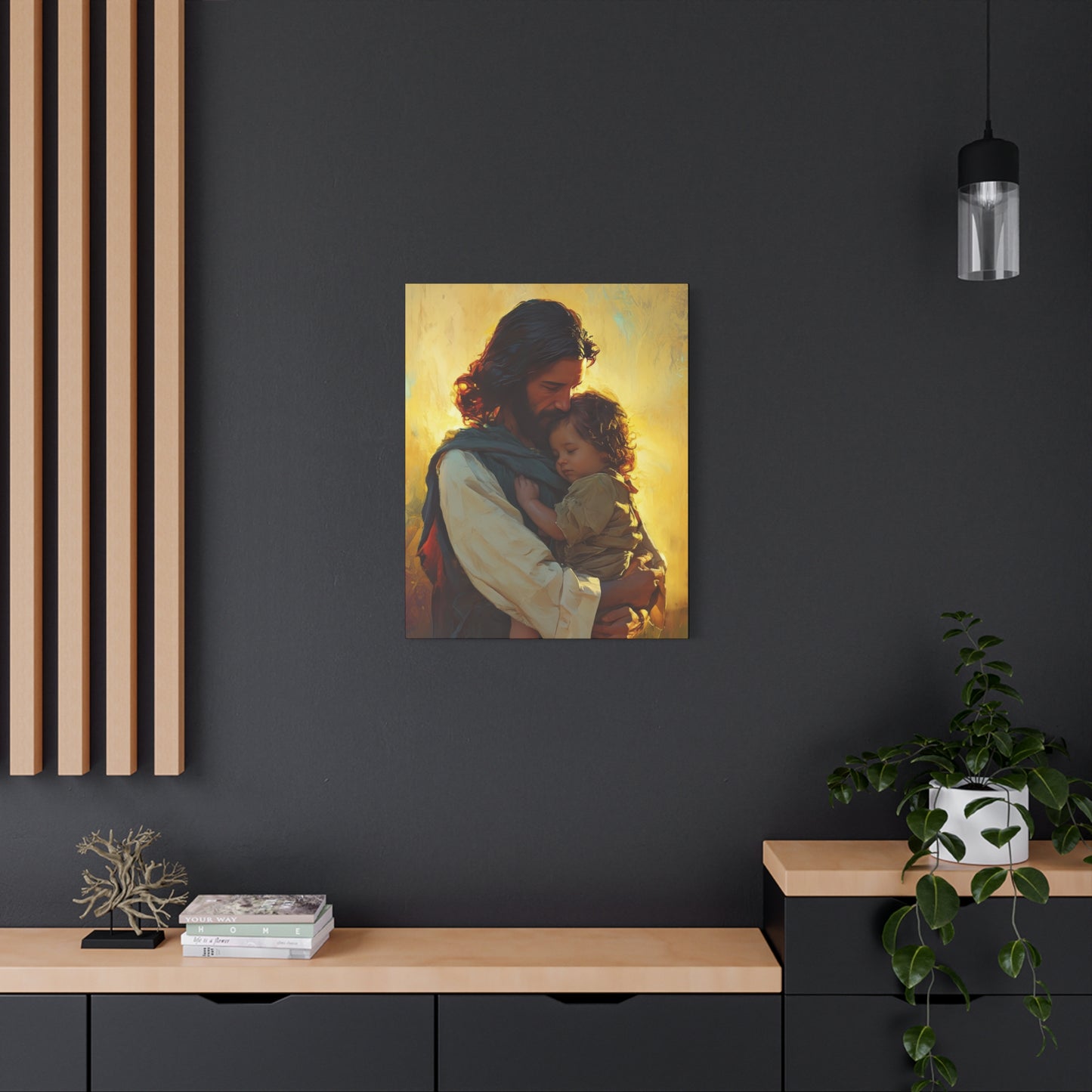 Divine Protector of the Innocent - Christ and Child - Museum Wrapped Canvas - Print - Religious Art for your Home - Christian art print