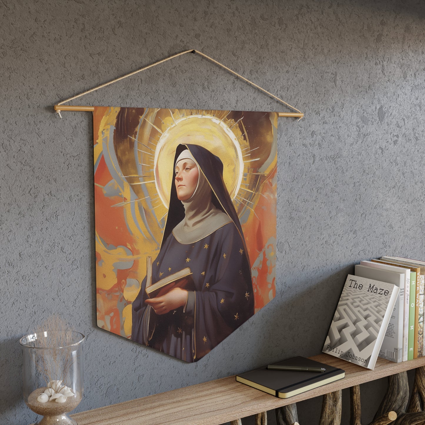 Saint Monica of Hippo Pennant / Banner / Wall Hanging - Prayer room art - 18" x 21" - Catholic prayer Religious - Large Banner