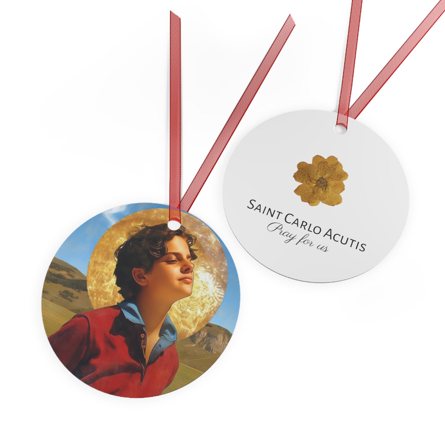 Blessed / Saint Carlo Acutis Ornament - Religious Holiday Christmas Ornament and Keepsake - Double sided Keepsake