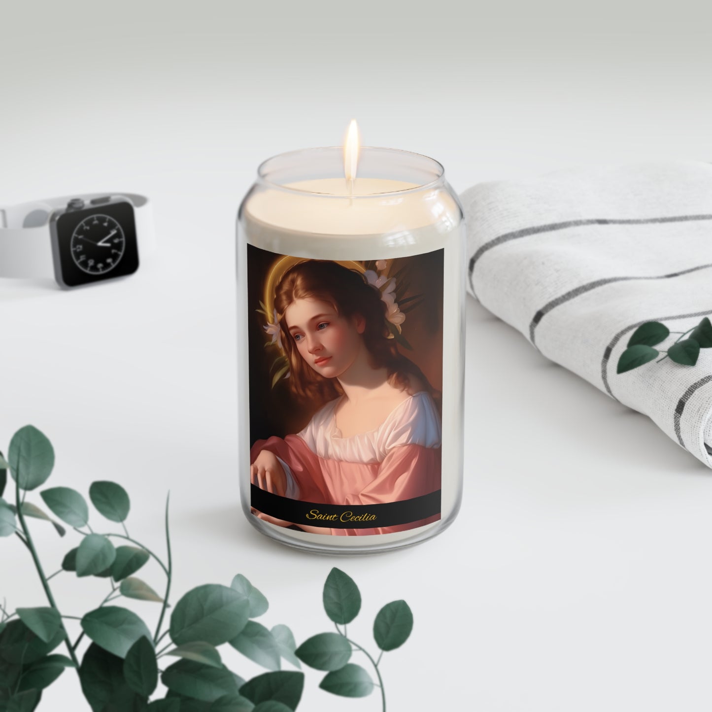 Saint Cecilia - Scented Prayer Candle, 13.75oz - Candle - Catholic Art - prayer room - Religious Saint