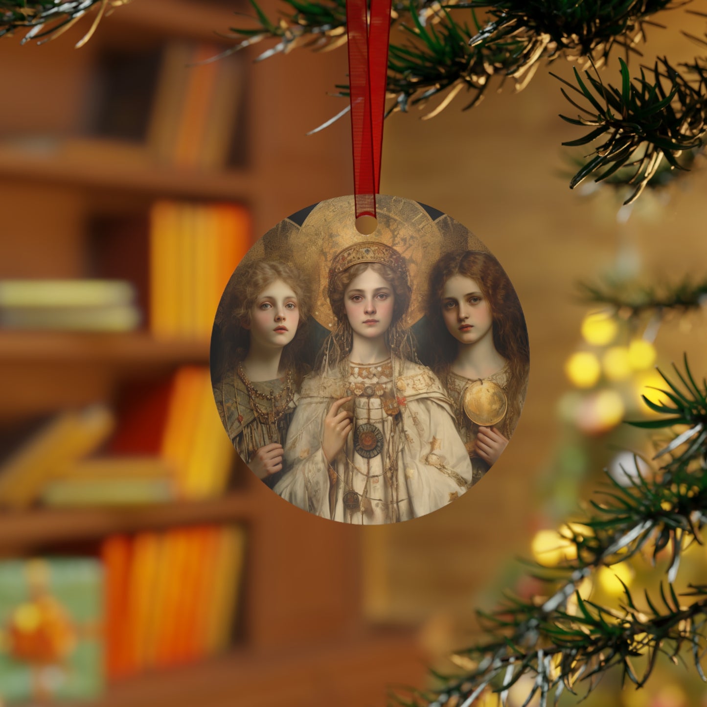 Saints Faith, Charity and Hope Metal Ornament - Religious Holiday Christmas Ornament and Keepsake - Double sided - Prayer Ornament
