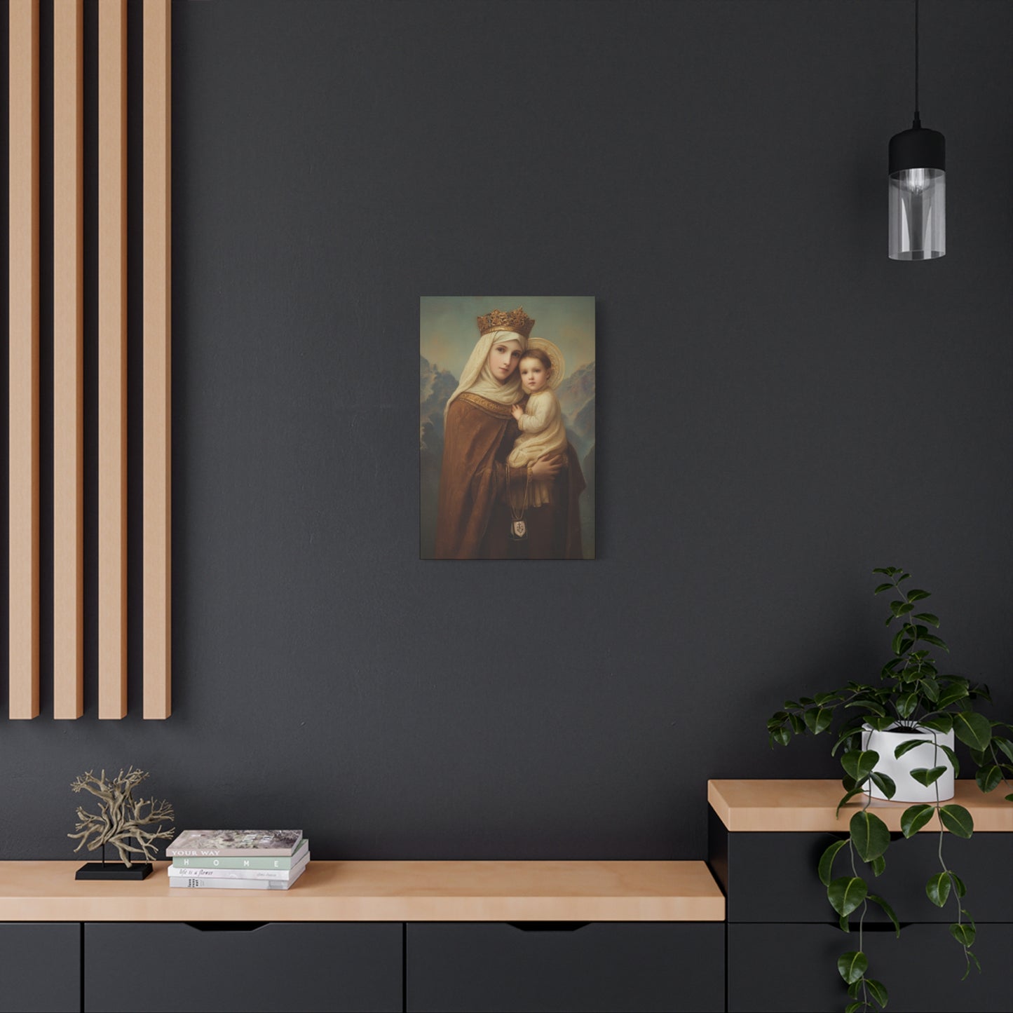 A Cord Between Heaven and Earth - Our Lady of Mount Carmel Wrapped Canvas Print - Multiple Sizes - Catholic Home art Matte Canvas, Stretched