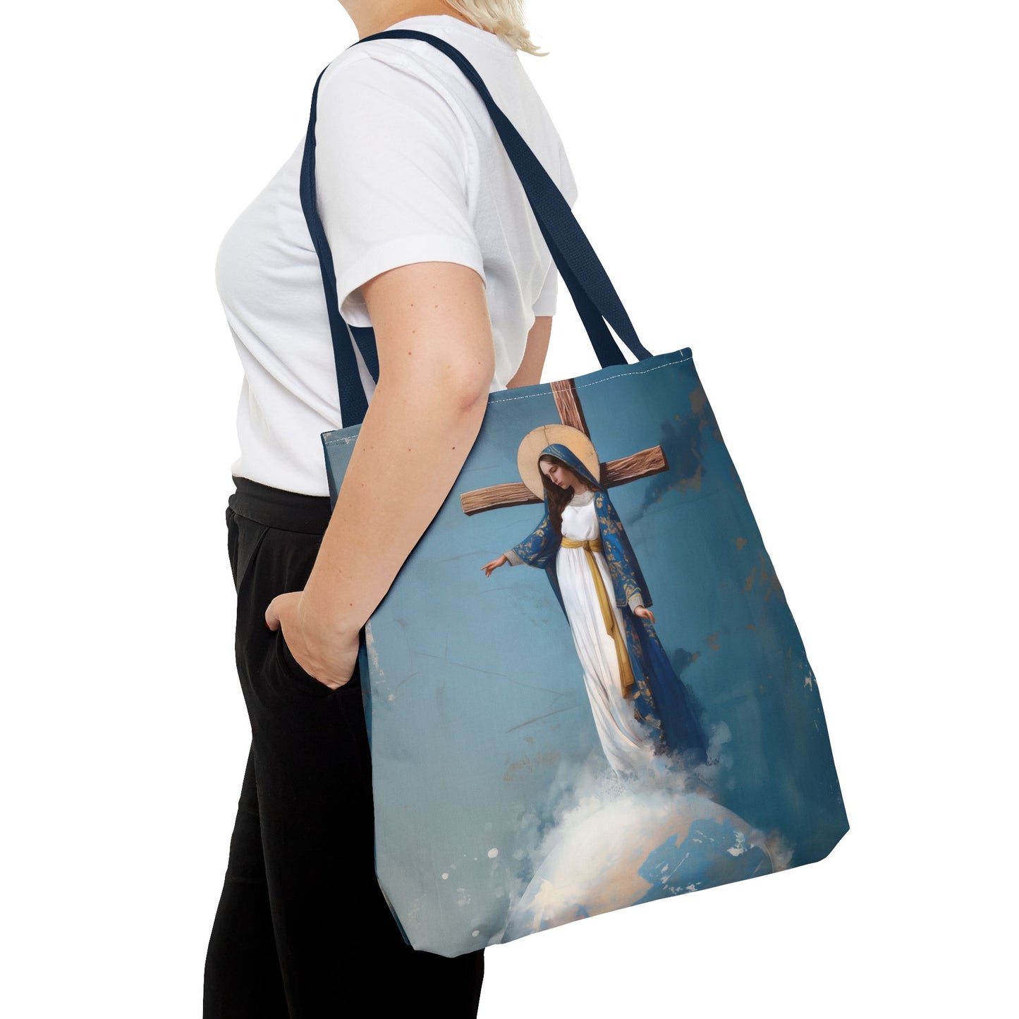 The Lady Of All Nations - Marian Devotion - Mother Mary - Tote Bag - Large Medium Small Faith Art Bag - Re-usable Tote Purse - Double Sided