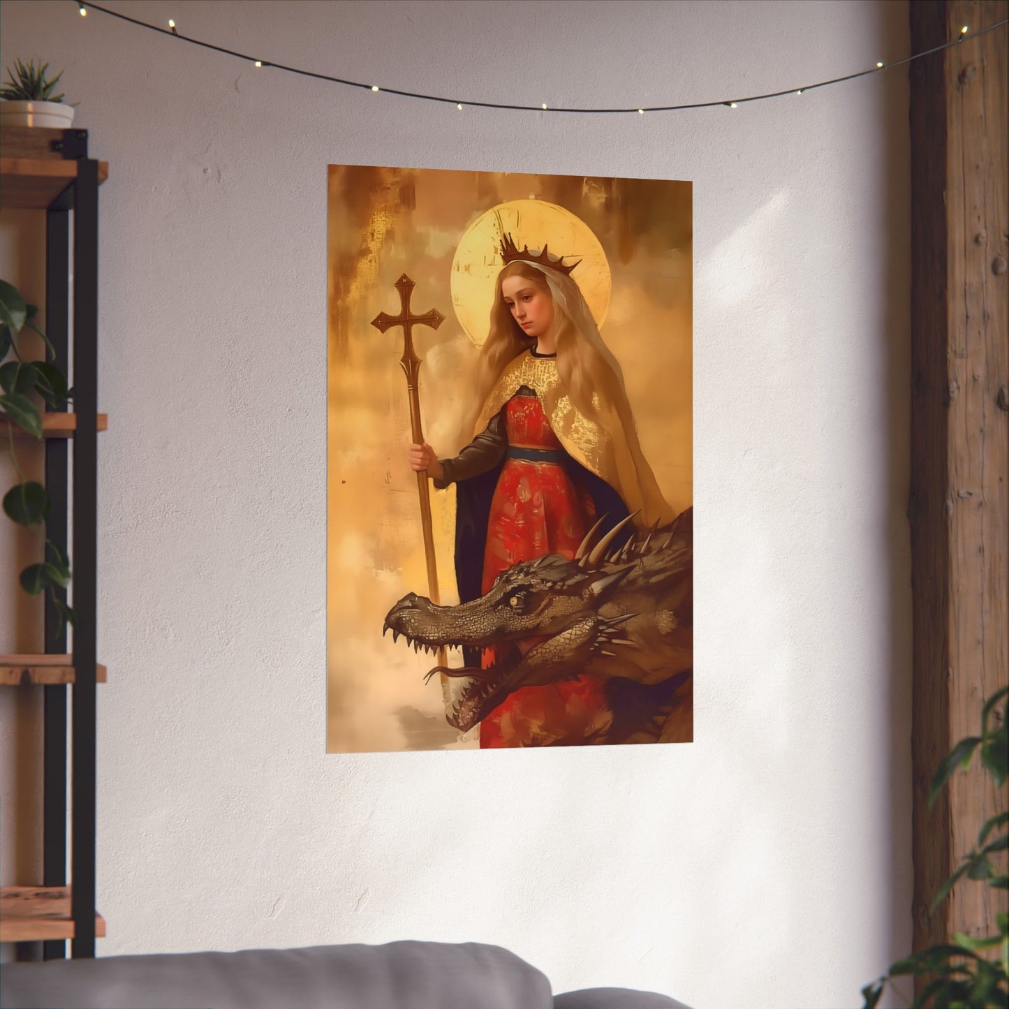 Saint Margaret of Antioch - Sanctified Souls Print - Multiple Sizes - Premium Posters - Catholic Art - Christian painting