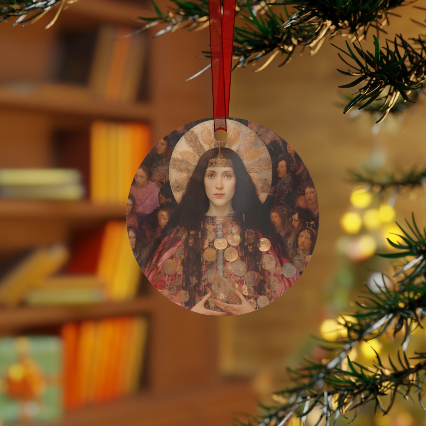 Saint Praxedes Metal Ornament - Religious Holiday Christmas Ornament and Keepsake - Double sided - Faith Based - Sanctified Souls