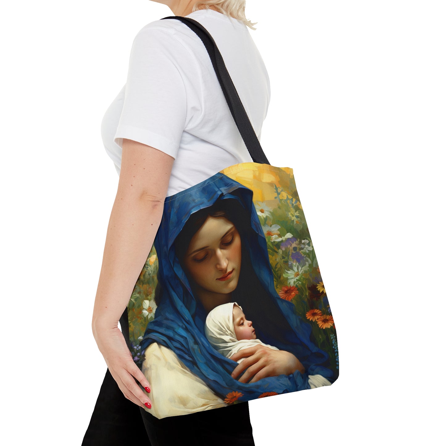 Graceful Maternity : The Virgin Mary and the Infant Savior Tote Bag - Catholic faith inspired carry-all purse - day to day bag Double Sided