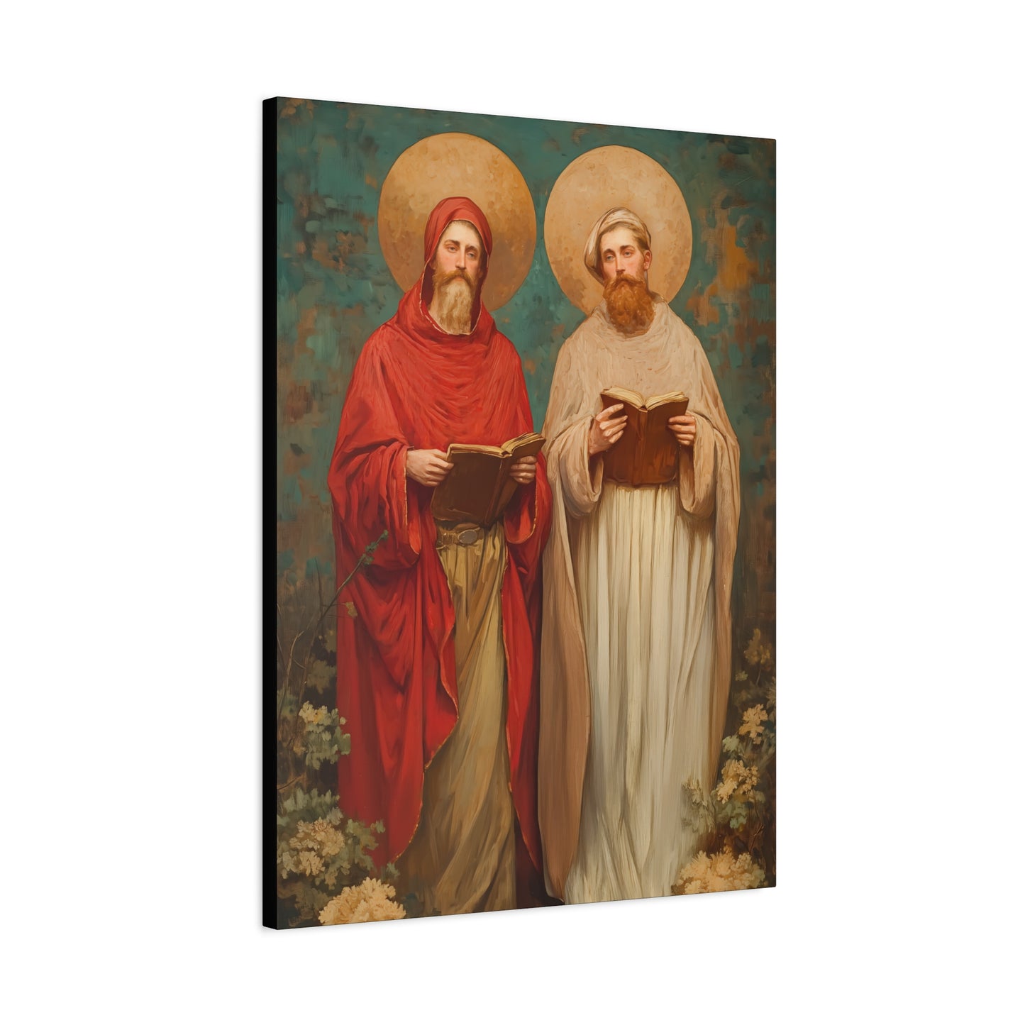 Saints Cosmas and Damian - Multiple Sizes - Catholic Home art - Museum Wrapped Canvas - Sanctified Souls Print - Catholic Martyr Art