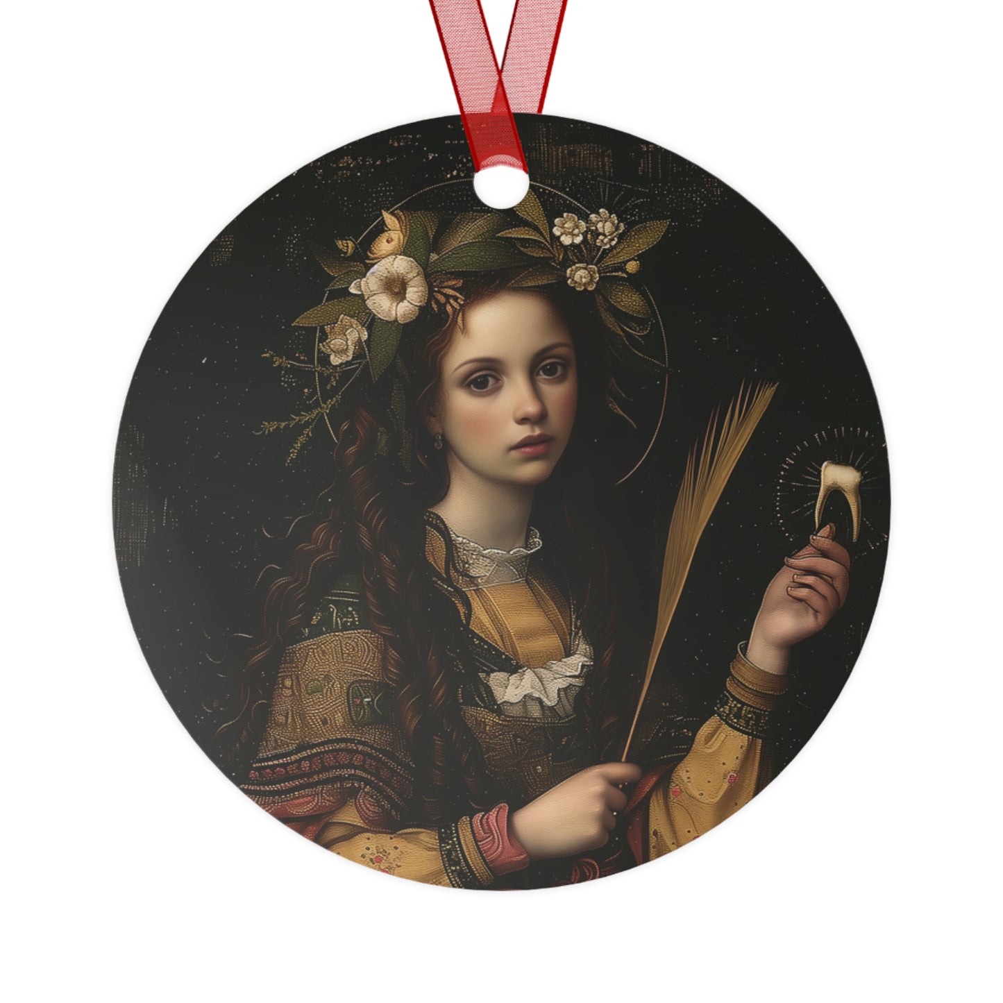 Saint Apollonia Metal Ornament - Religious Holiday Christmas Ornament and Keepsake - Catholic Religious Keepsake