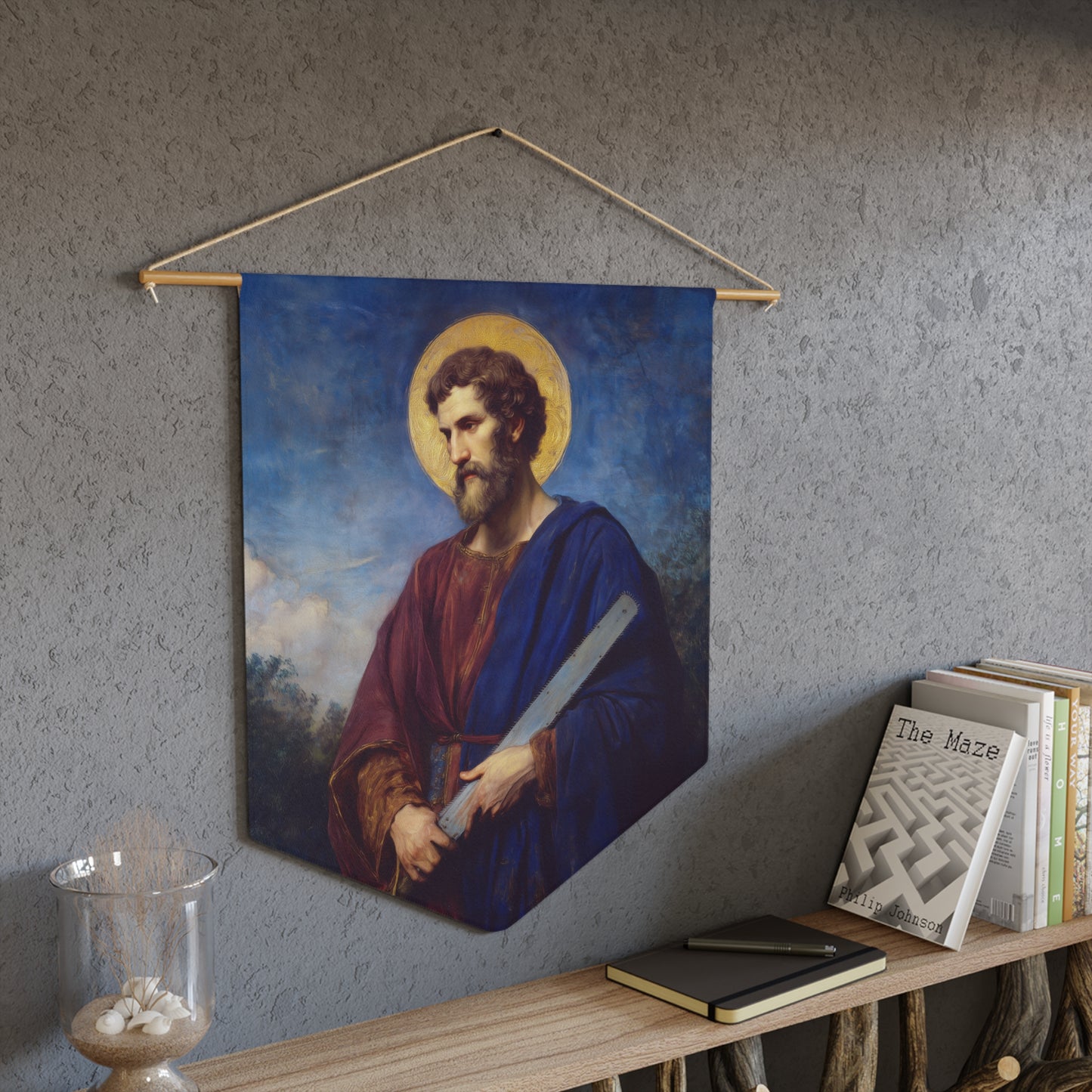 Saint Simon the Apostle - Wall Banner / Wall Hanging - Christian Art - Prayer room - 18" x 21"