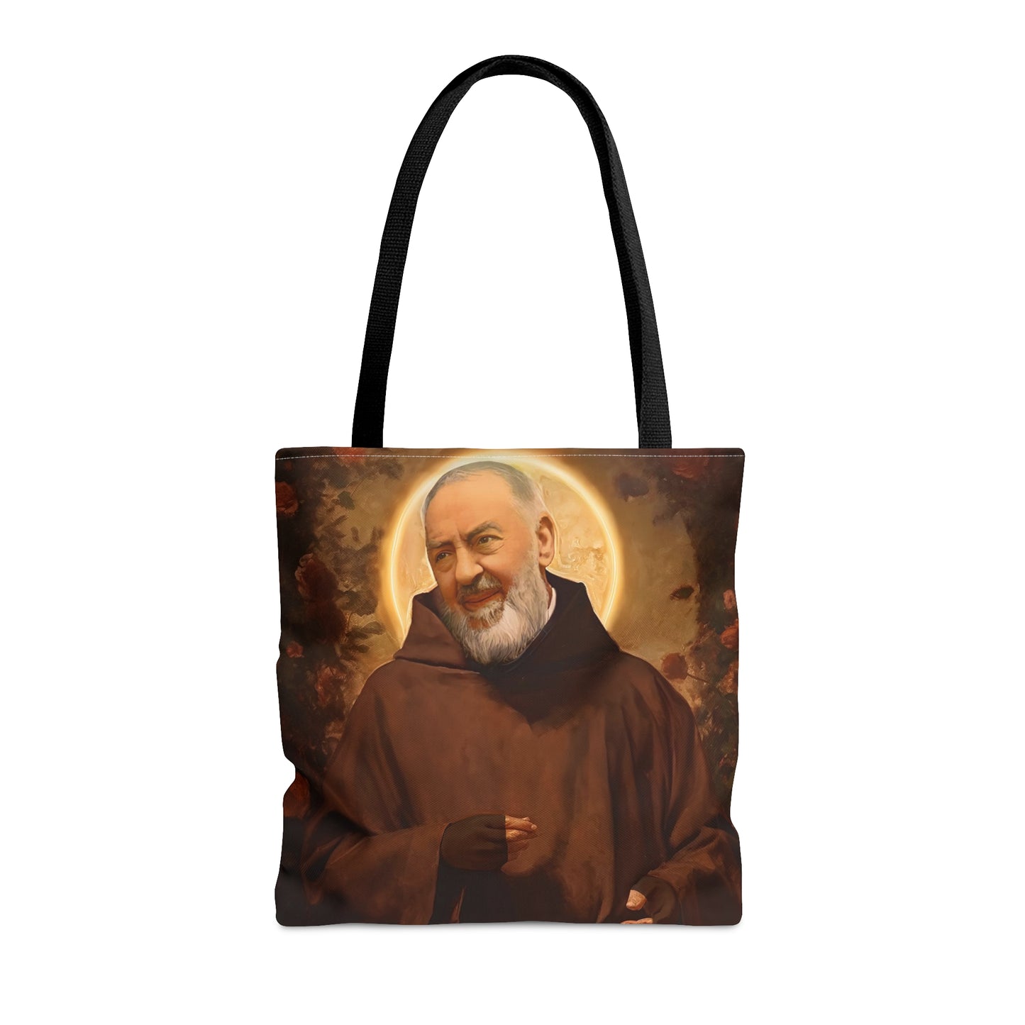 Saint Padre Pio Tote Bag - Large Medium Small Faith Art Bag - Re usable Tote Purse - Double Sided - Catholic Art Bag