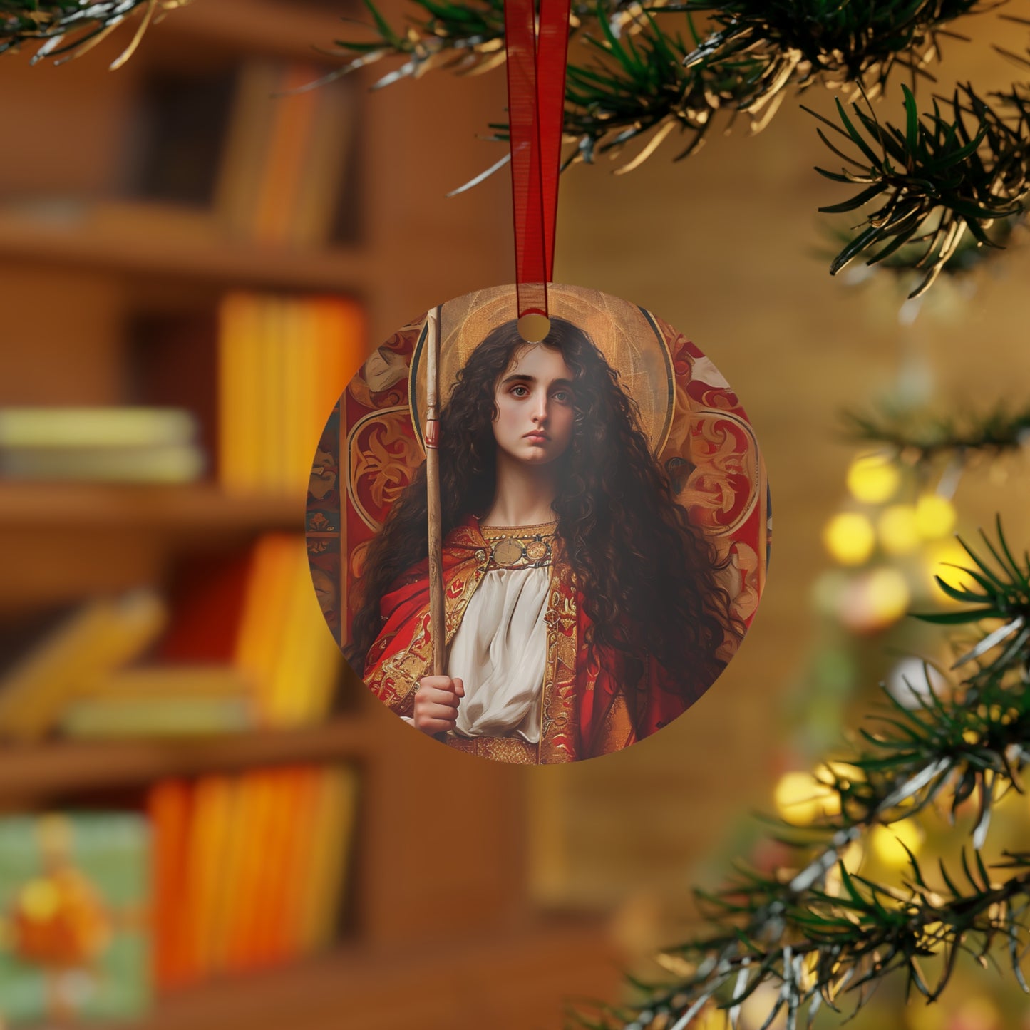 Saint Adela of Normandy Metal Ornament - Religious Holiday Christmas Ornament and Keepsake - Double sided - Prayer Ornament