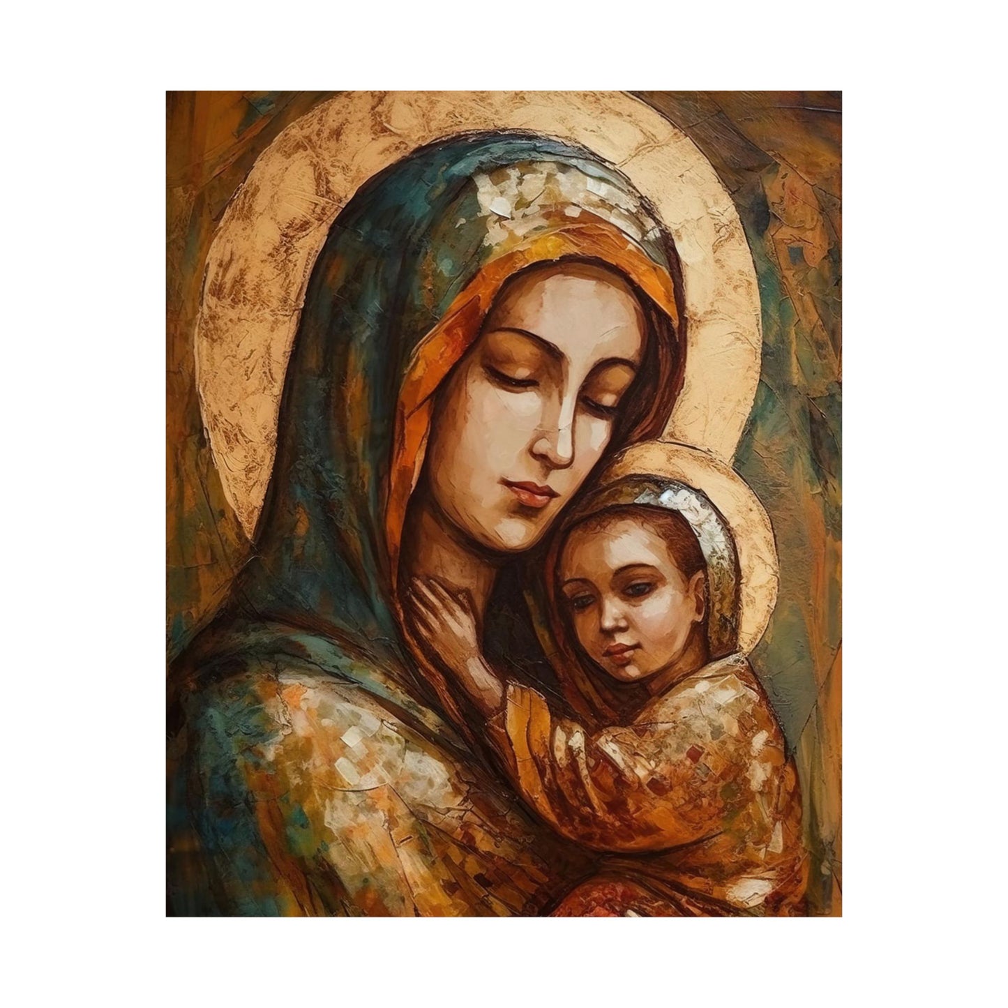 Mother's Blessing - Virgin Mary and the Christ Child - Multiple Sizes - Premium Matte Vertical Posters - Christ Child and Mother Mary