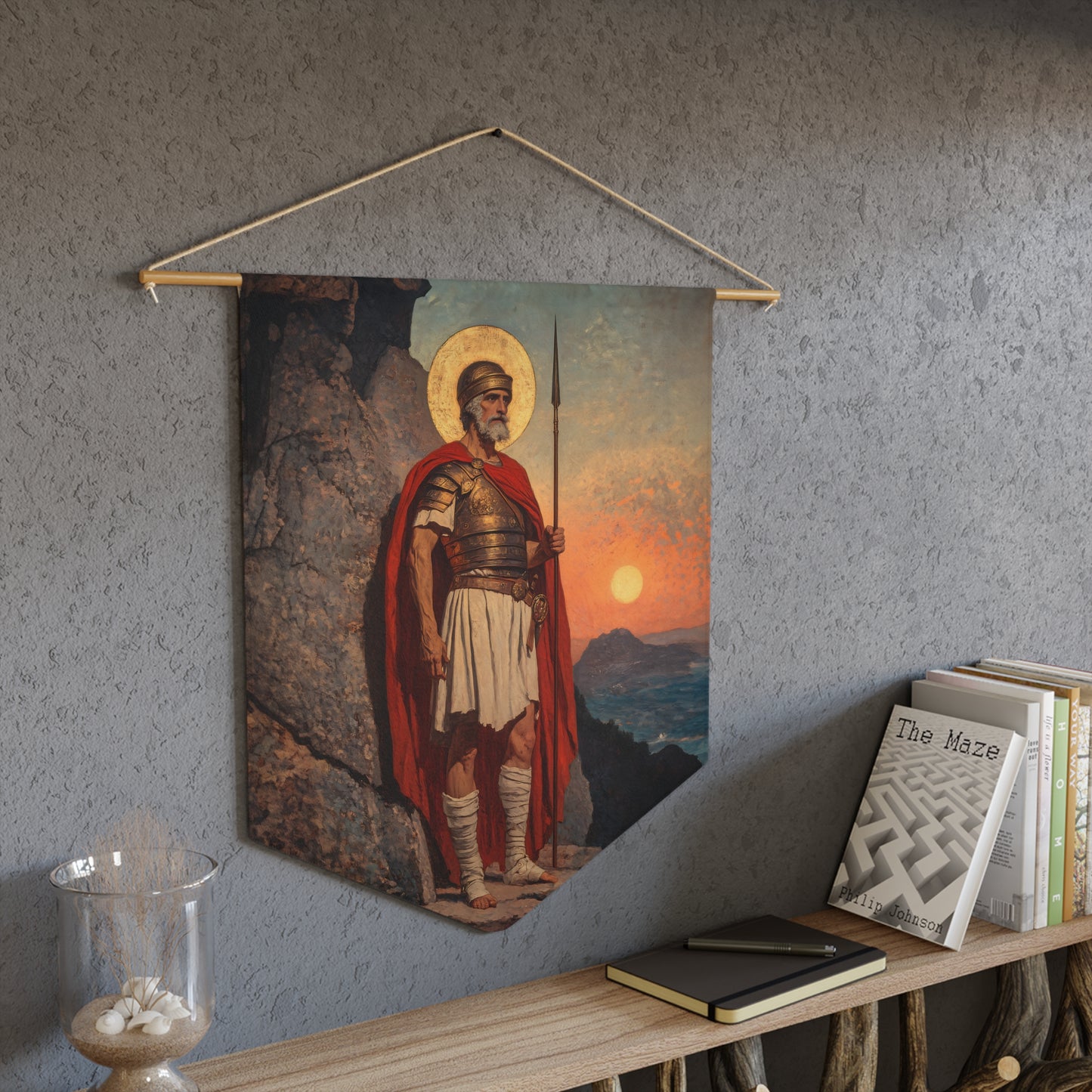 Saint Andrew the Tribune Pennant / Banner / Wall Hanging - Prayer room art - 18" x 21" - Catholic prayer Religious - Large Print