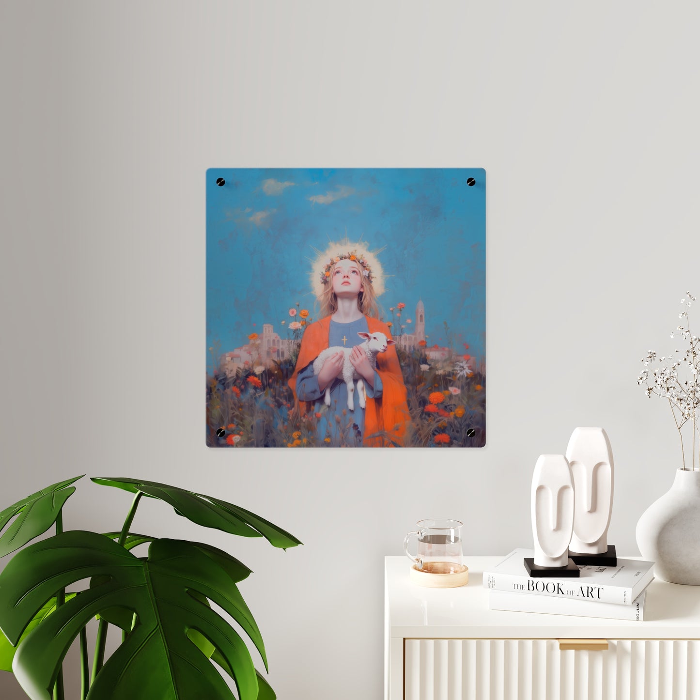 Saint Agnes of Rome Wall Art Panel - Ready to Hang Acrylic Print - Catholic Saint Art - Patron Saint Print - No Frame needed