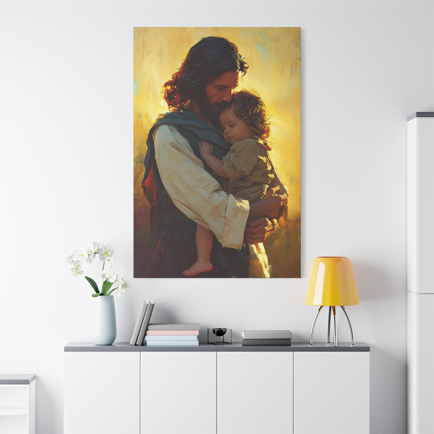 Divine Protector of the Innocent - Christ and Child - Museum Wrapped Canvas - Print - Religious Art for your Home - Christian art print