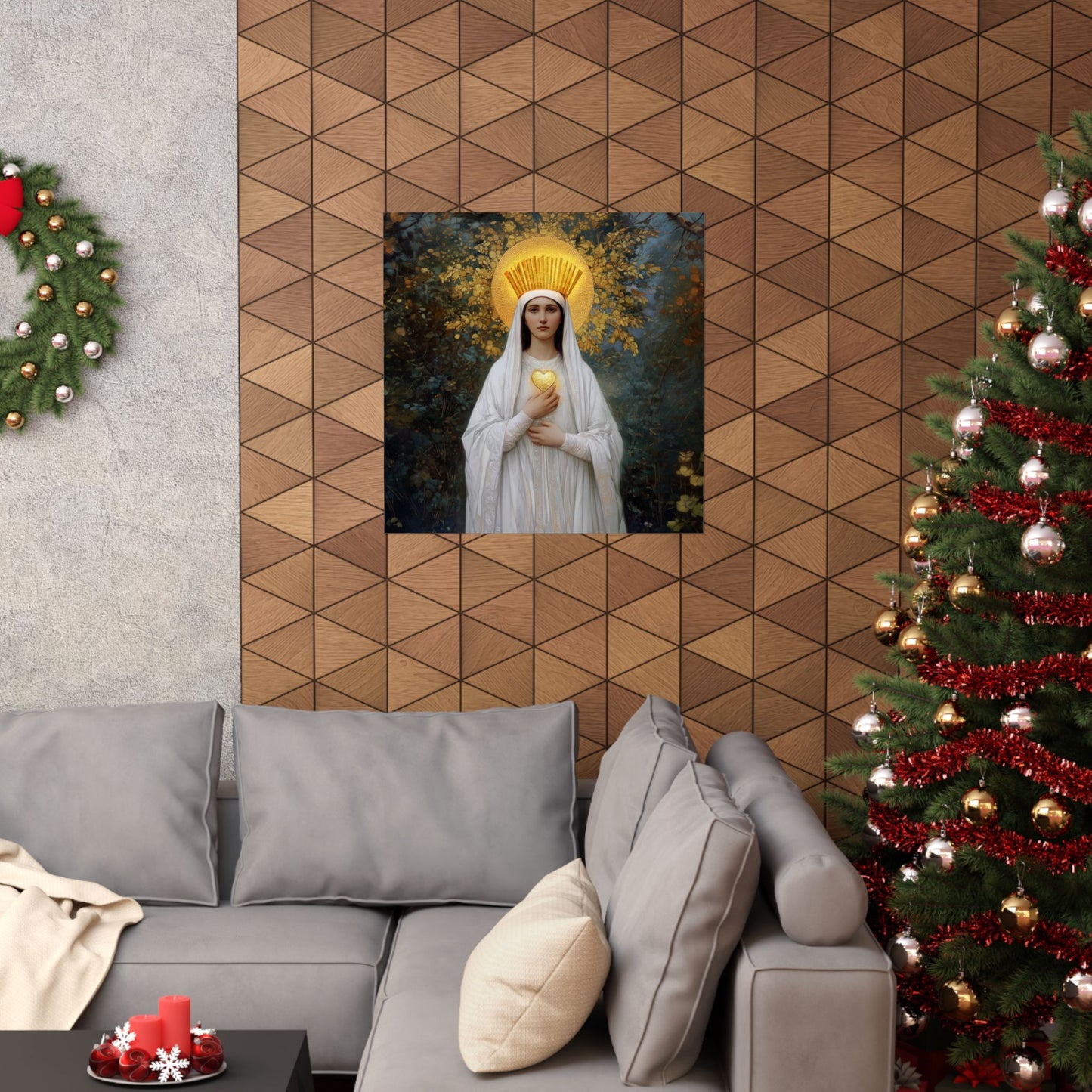 Our Lady of Beauraing - Our Lady of the Golden Heart - Marian Art - Sanctified Souls Print - Multiple Sizes - Premium Vertical Posters