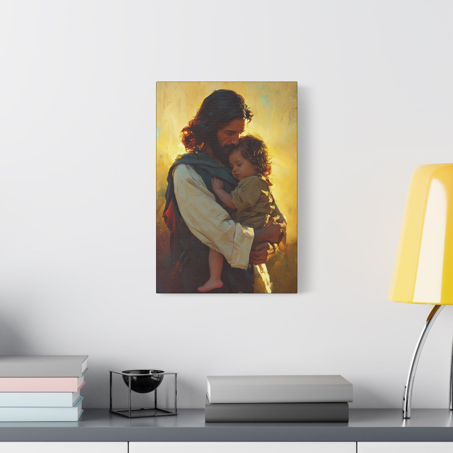 Divine Protector of the Innocent - Christ and Child - Museum Wrapped Canvas - Print - Religious Art for your Home - Christian art print