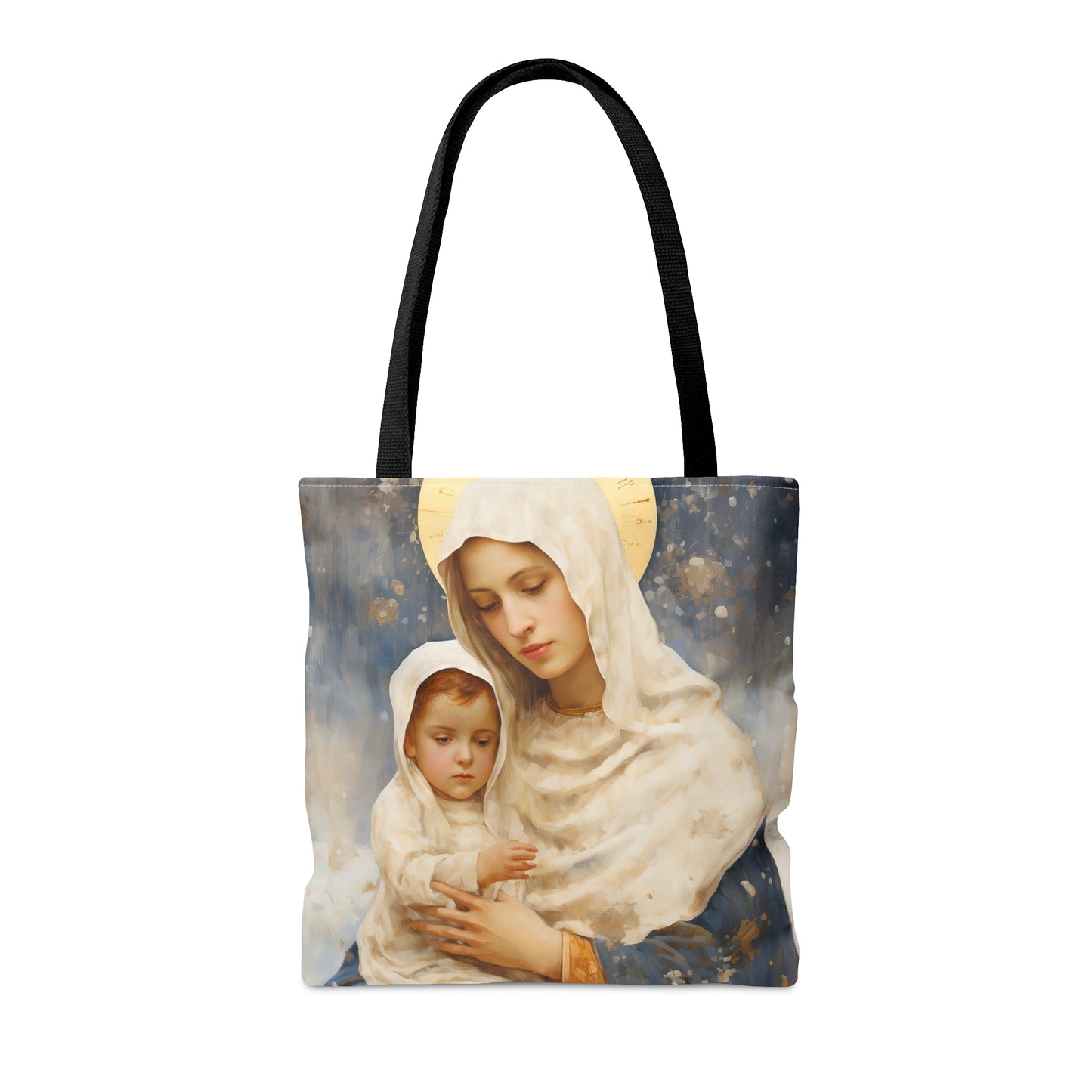 Winter's Grace : Our Lady of the Snows Tote Bag - Catholic faith inspired carry-all purse - day to day bag - Double Sided