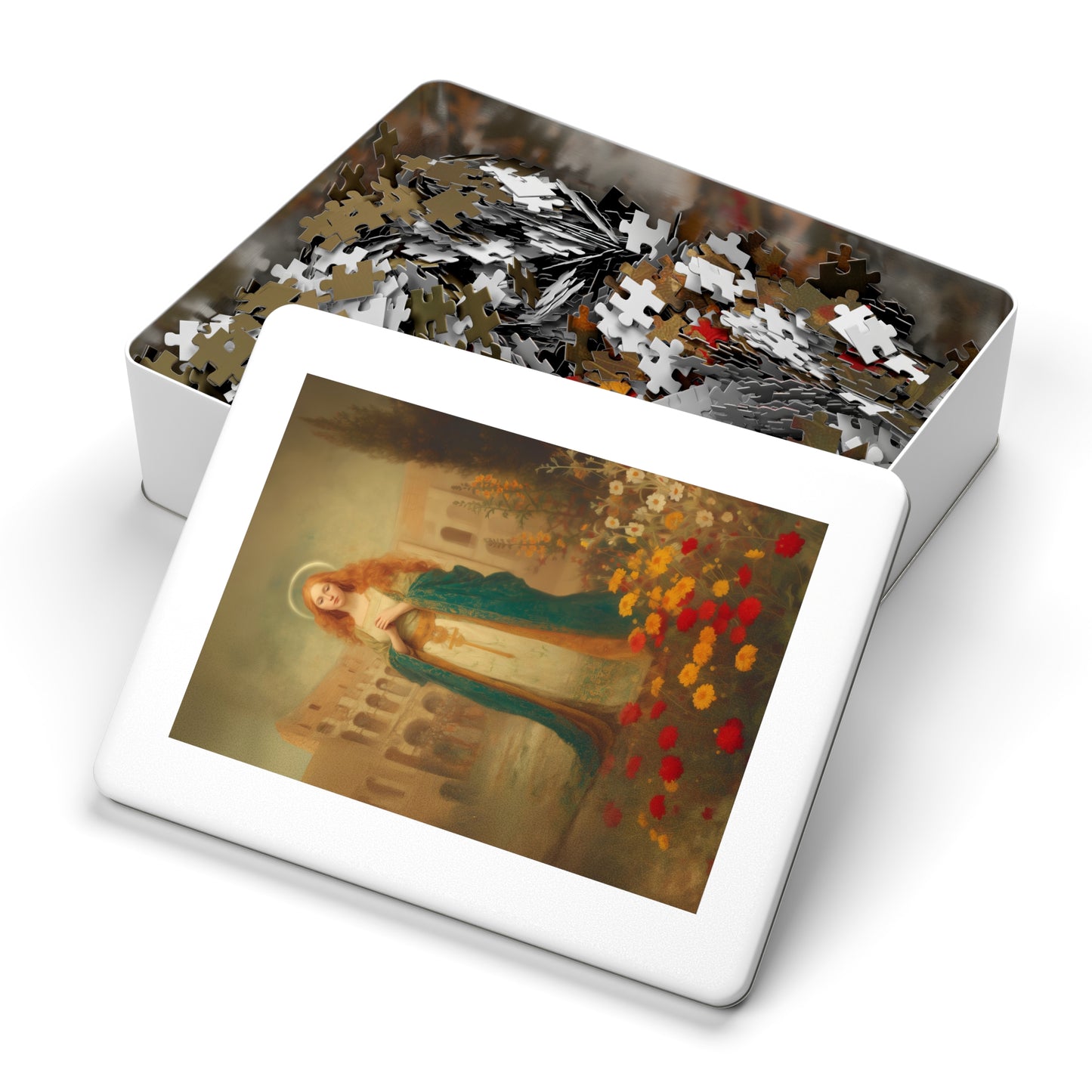 Saint Justina - Puzzle and Tin - Religious Jigsaw Puzzle (30, 110, 252, 500,1000) - Gift Catholic Families - Religious Art Puzzle