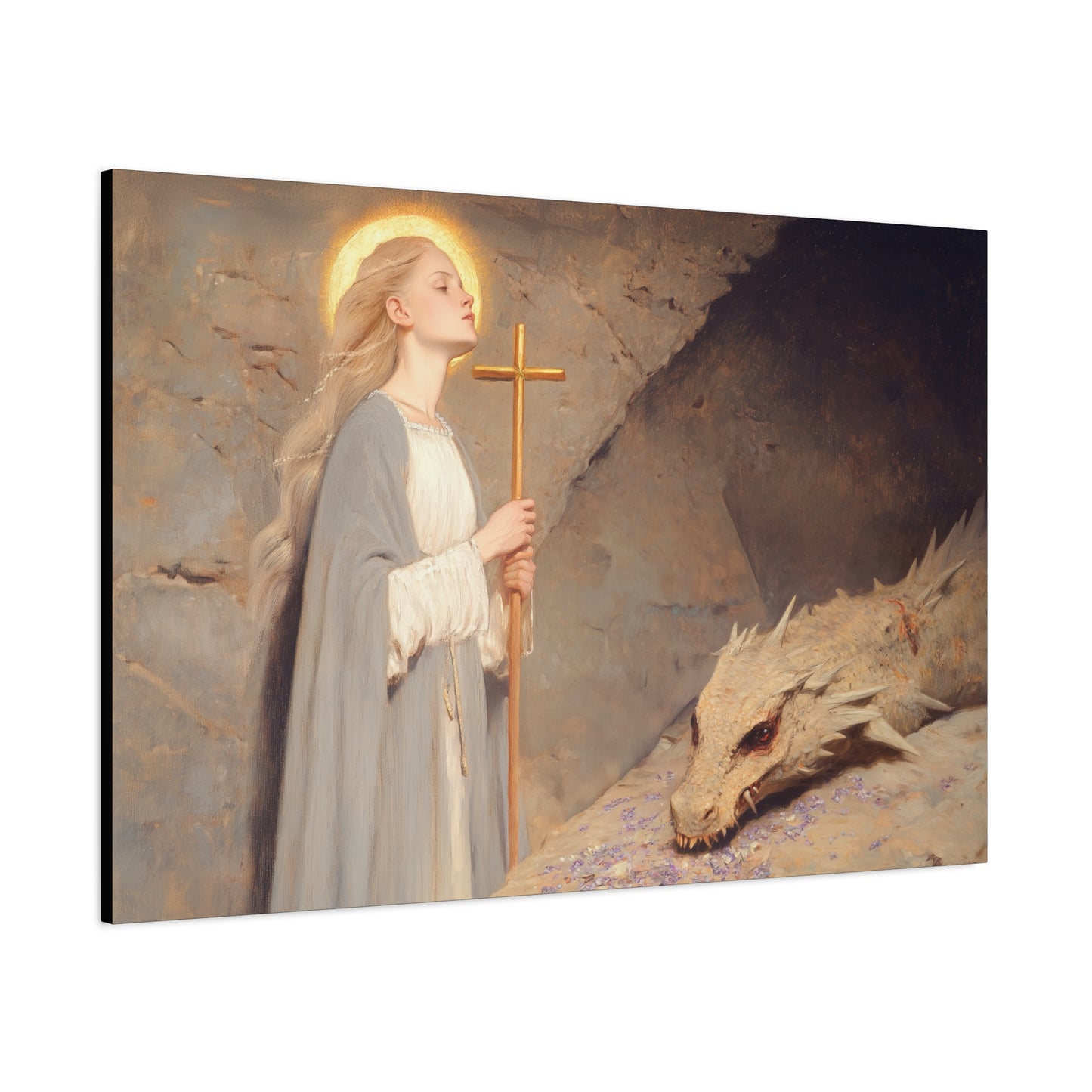 Saint Margaret of Antioch - Museum Wrapped Canvas - Sanctified Souls Print - Religious Art for your Home - Catholic Patron Saint Art