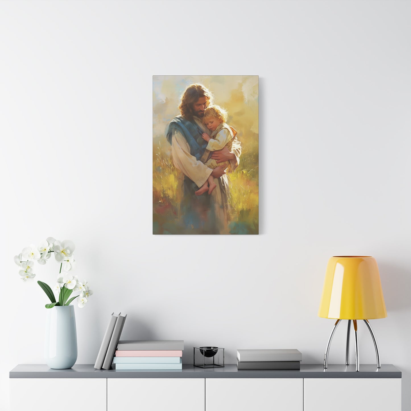 Jesus, Guardian of Innocence - Christ and Child - Museum Wrapped Canvas - Print - Religious Art for your Home - Christian art print