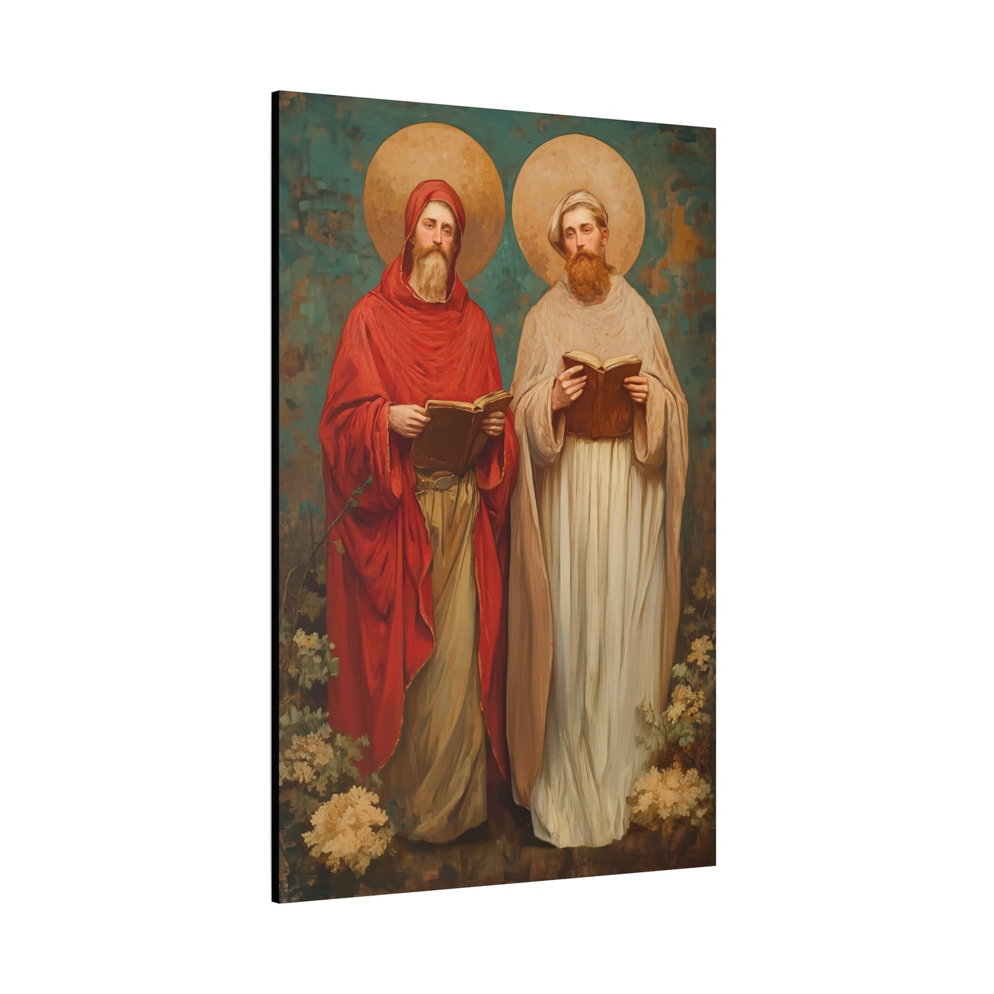 Saints Cosmas and Damian - Multiple Sizes - Catholic Home art - Museum Wrapped Canvas - Sanctified Souls Print - Catholic Martyr Art