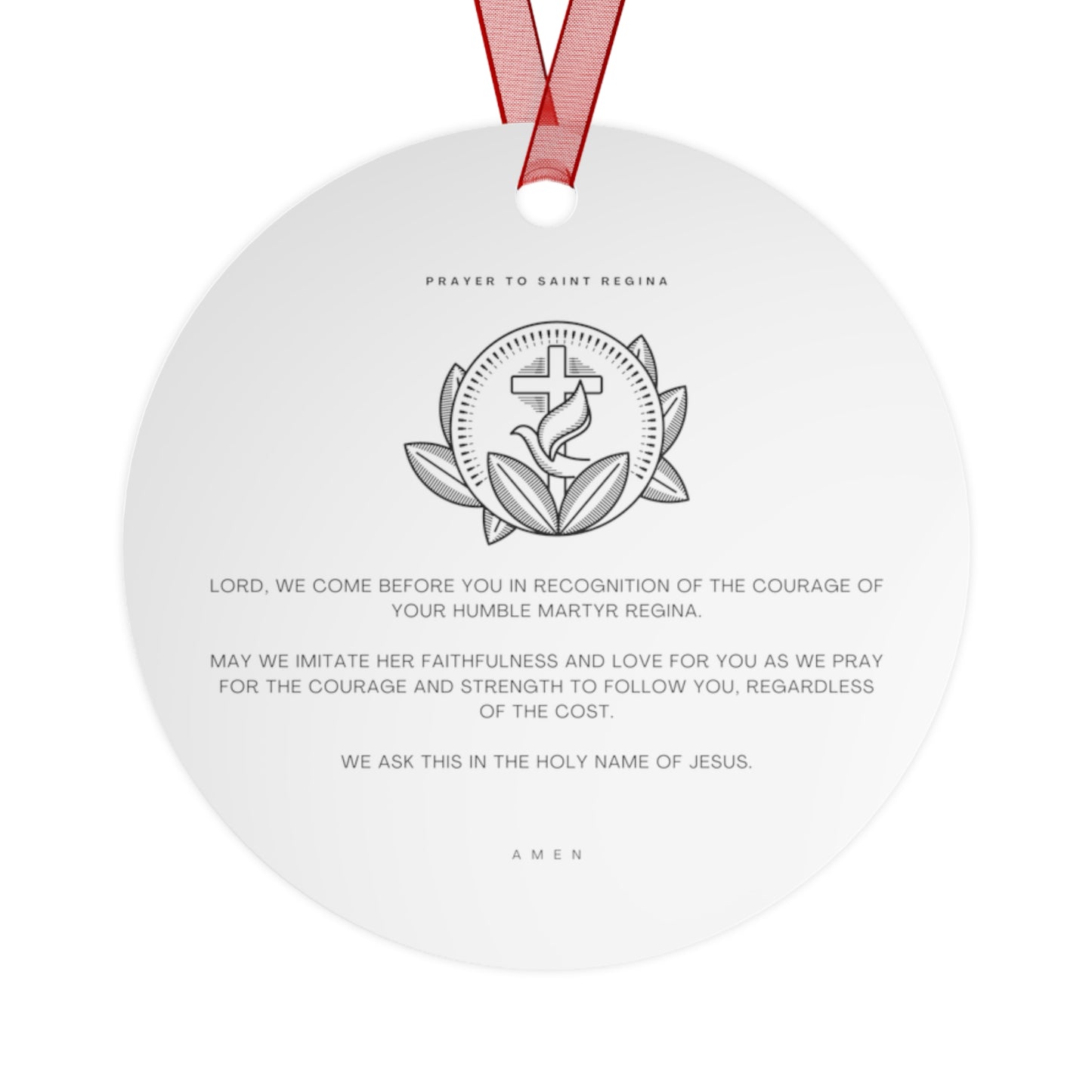 Saint Regina Metal Ornament - Religious Holiday Christmas Ornament and Keepsake - Double sided