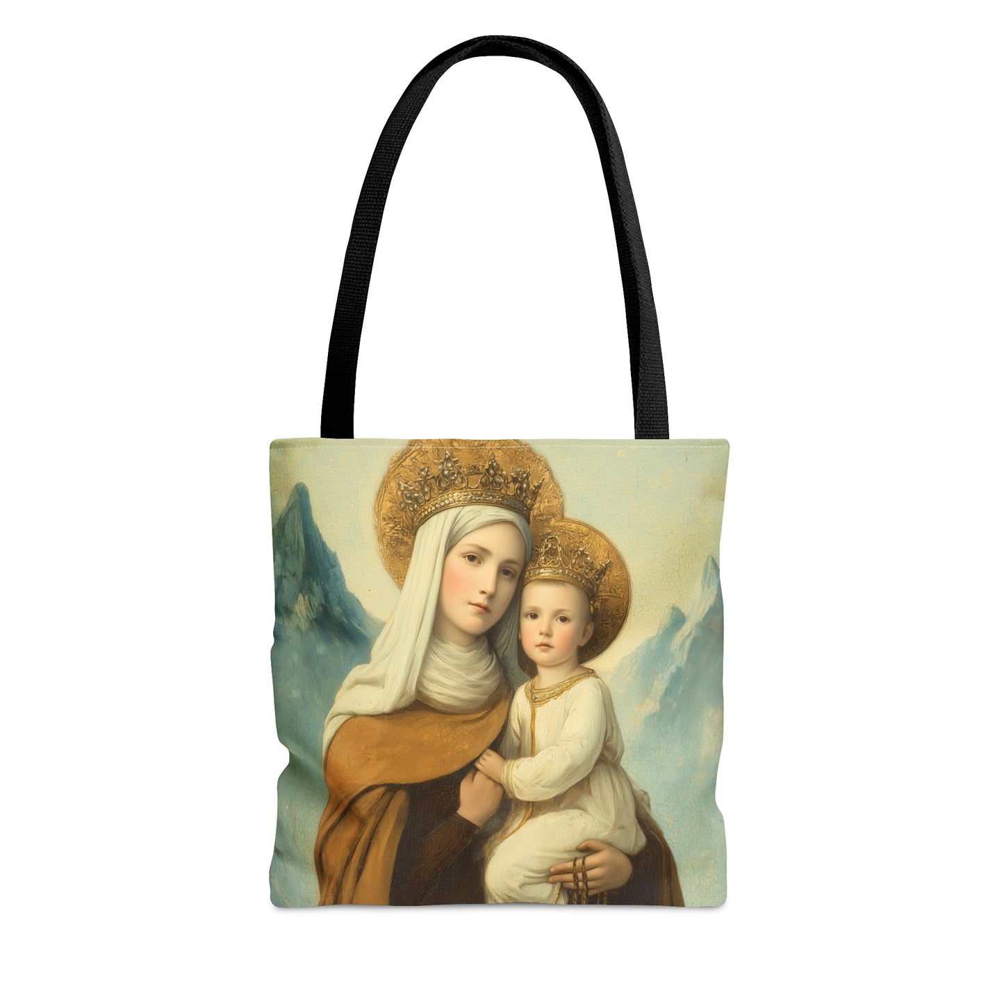 The Gift of the Scapular - Our Lady of Mount Carmel Tote Bag - Large Medium Small Faith Art Bag - Catholic Faith Purse - Double Sided