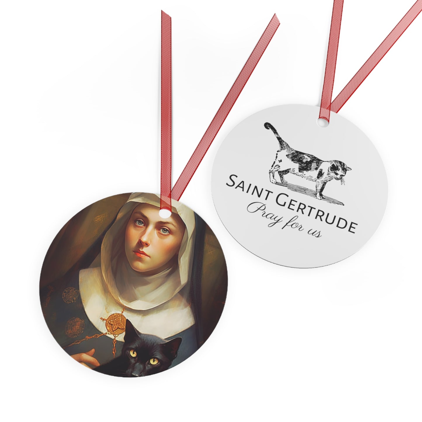 Saint Gertrude - Religious Holiday Christmas Ornament and Keepsake - Double sided Keepsake Religious Ornament