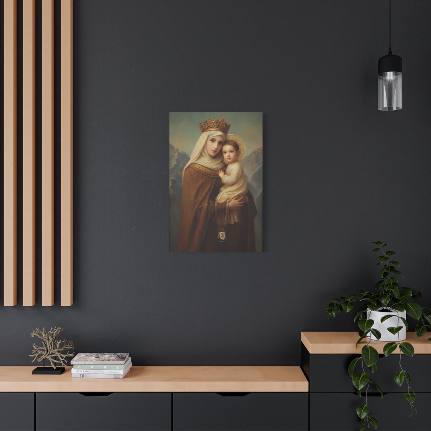 A Cord Between Heaven and Earth - Our Lady of Mount Carmel Wrapped Canvas Print - Multiple Sizes - Catholic Home art Matte Canvas, Stretched