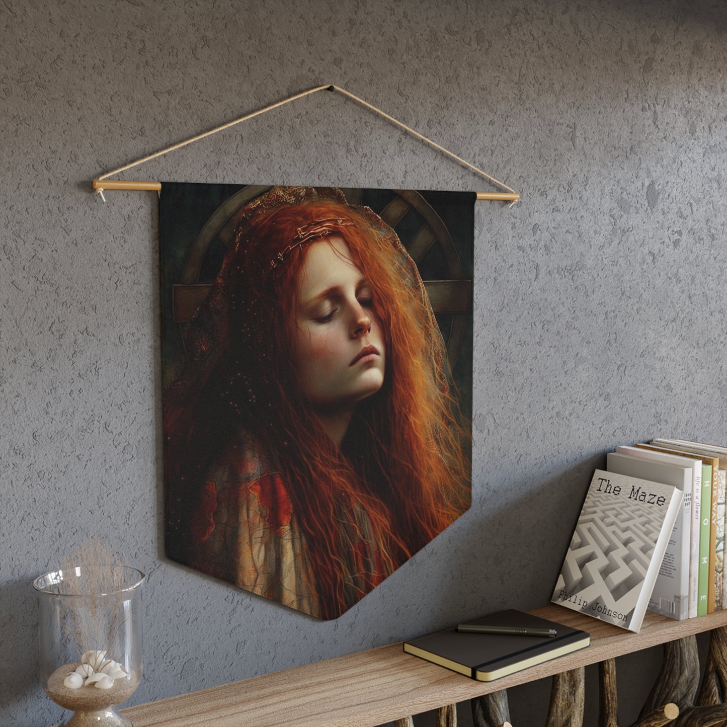 The Penitent Magdalene Wall Banner / Wall Hanging - Catholic Home Art - Saint Mary Magdalene - 18" x 21" -
