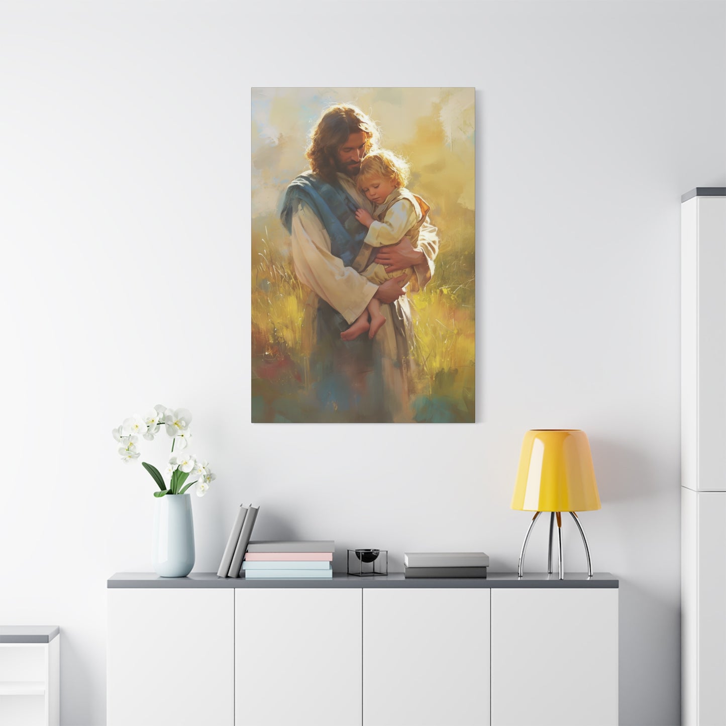 Jesus, Guardian of Innocence - Christ and Child - Museum Wrapped Canvas - Print - Religious Art for your Home - Christian art print