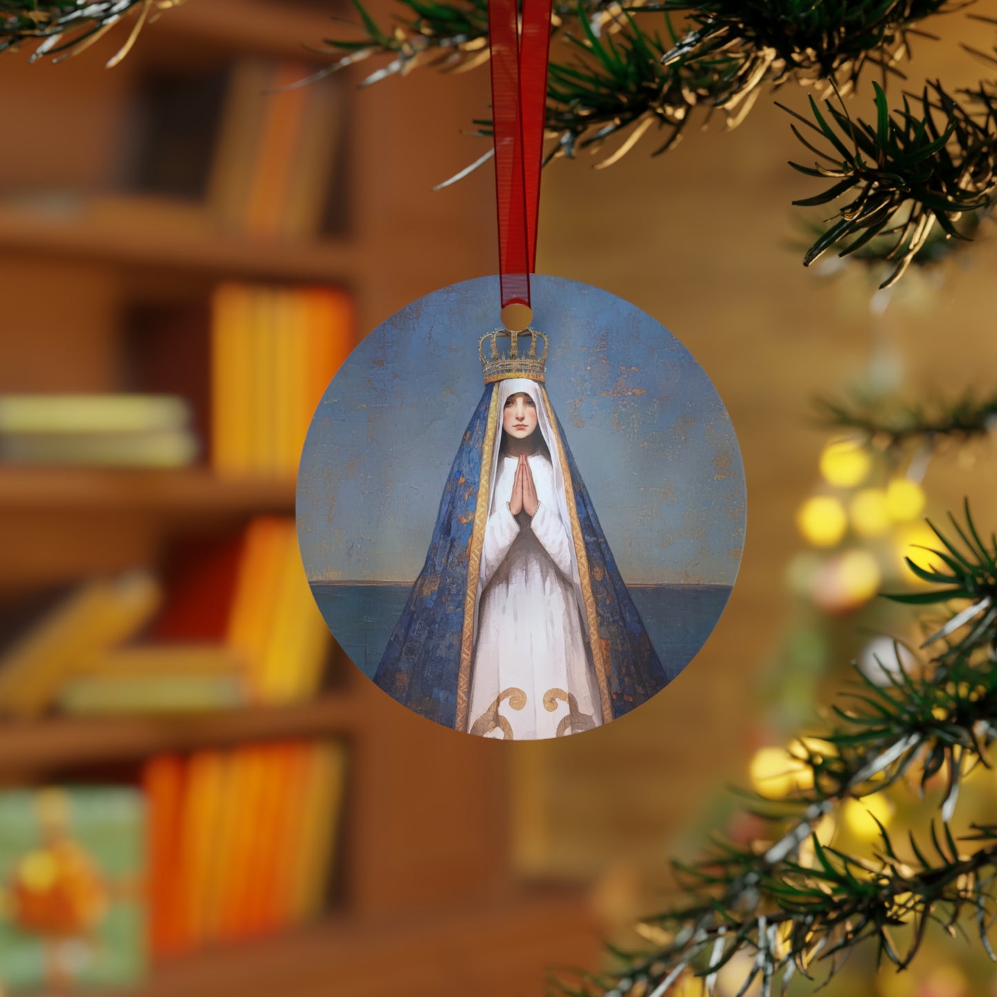 Virgin de Valle - Mother Mary - Virgin of the Valley - Marian Art - Metal Ornament - Religious Holiday Christmas Ornament