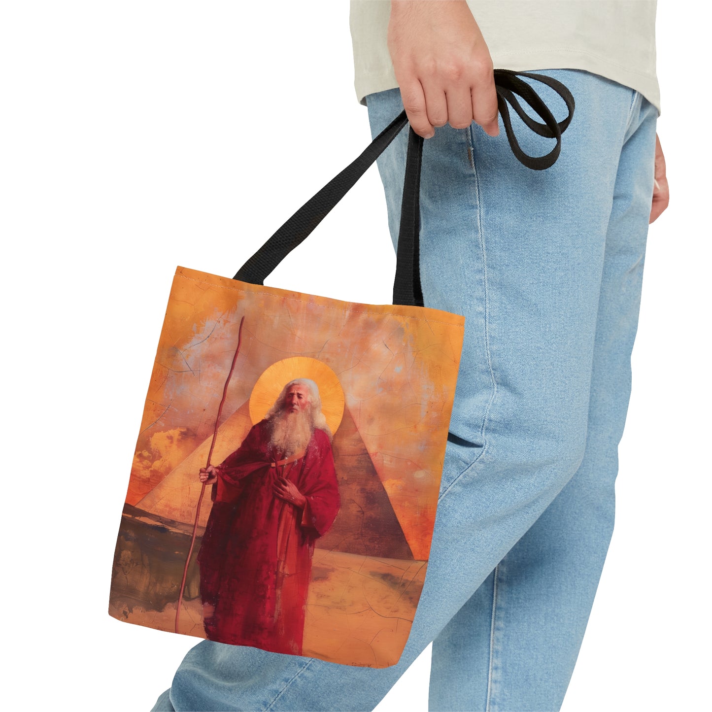 He Led Them with a Staff - Moses in Egypt - Tote Bag - Large Medium Small Faith Art Bag - Bible Study Faith Purse - Double Sided