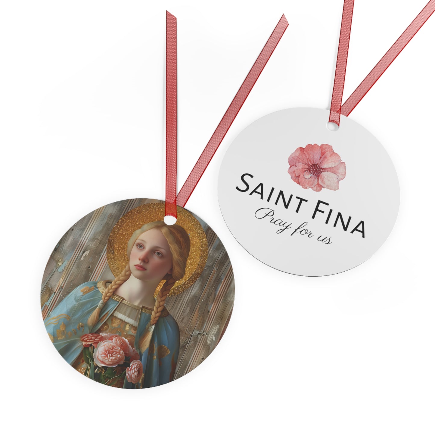 Saint Fina Portrait Ornament - Religious Holiday Christmas Ornament and Keepsake - Double sided Keepsake Religious Ornament
