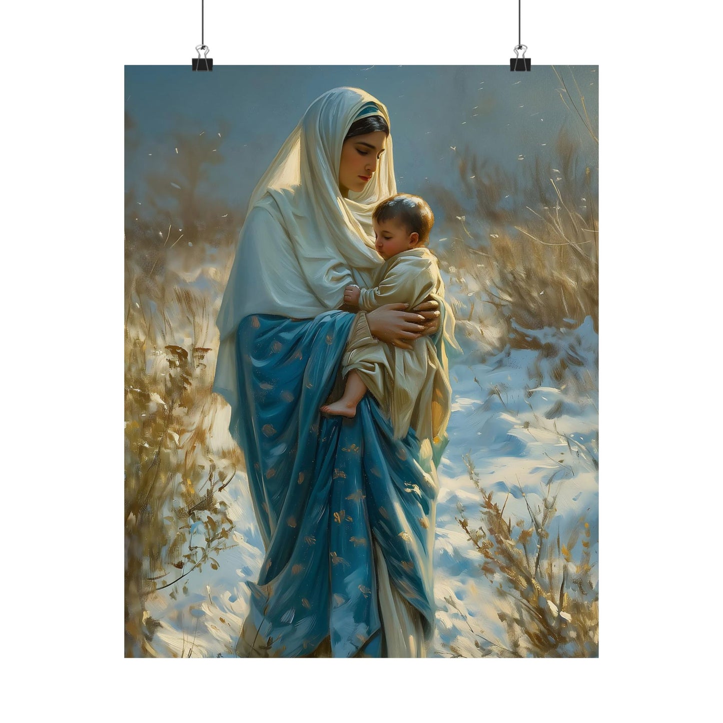 Snowfall of Grace - Our Lady's Winter Radiance - Our Lady of the Snows Print - Sanctified Souls Print - Multiple Sizes - Premium Posters