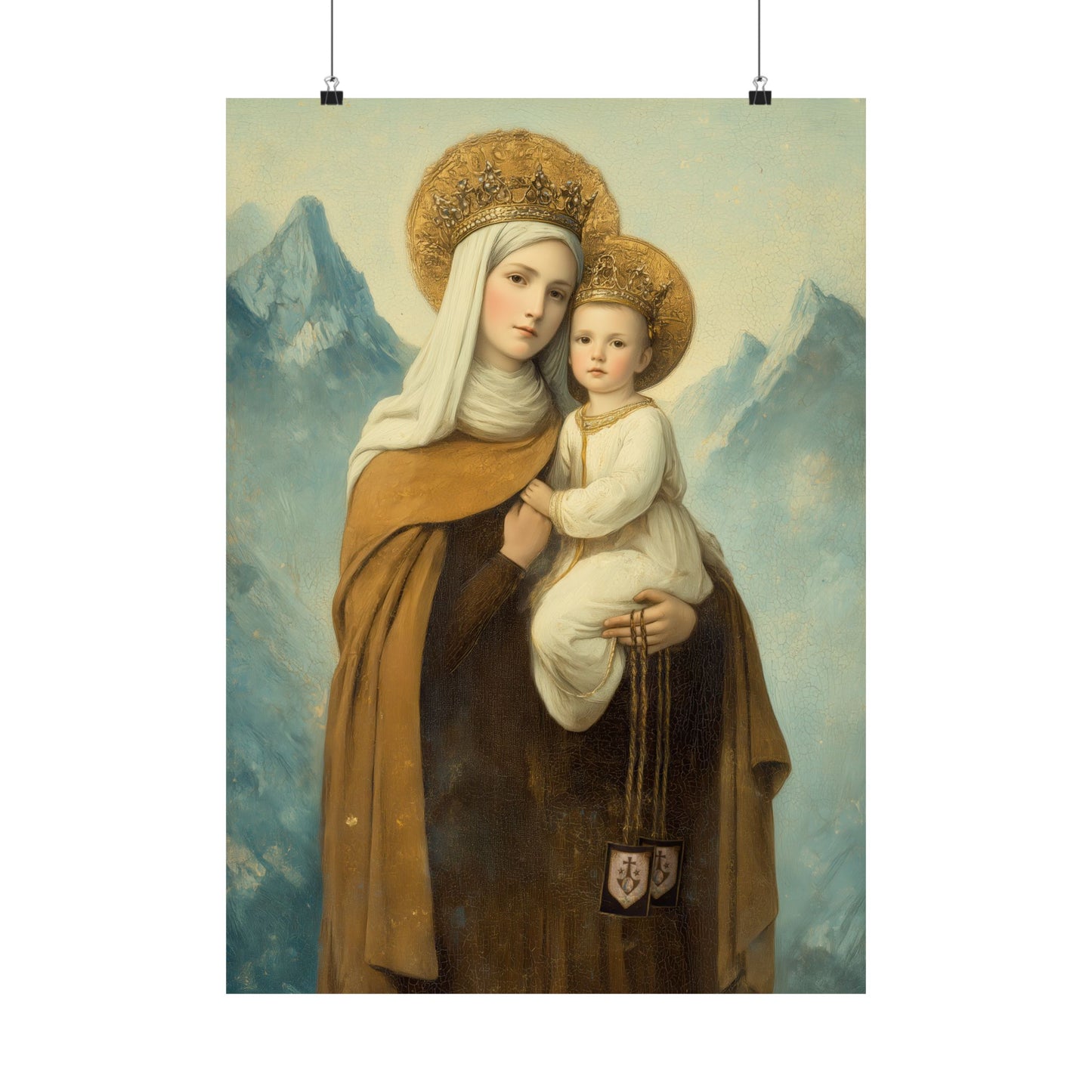 The Gift of the Scapular - Our Lady of Mount Carmel - Sanctified Souls Print - Multiple Sizes - Premium Matte Vertical Posters - Catholic
