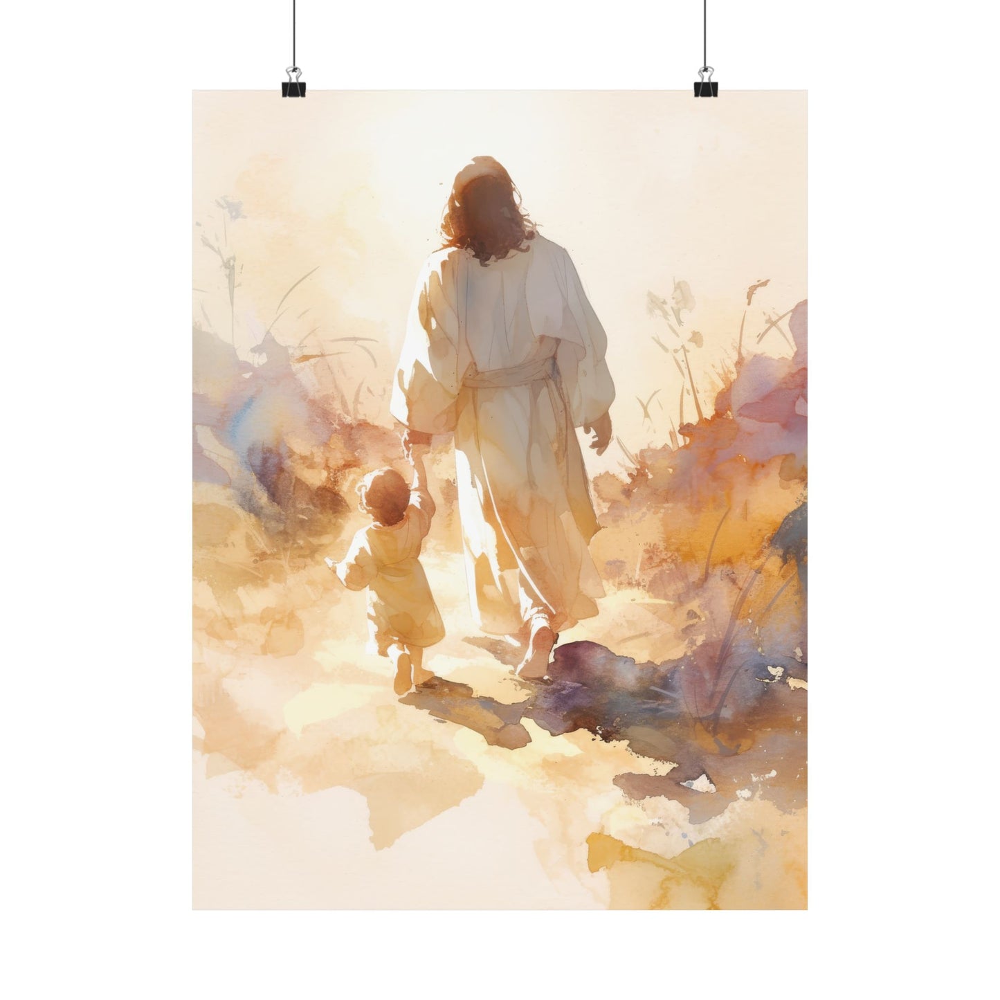 Jesus Guiding a Child in Faith - Christ and Child Poster Print - Sanctified Souls Print - Catholic Art - Christian painting