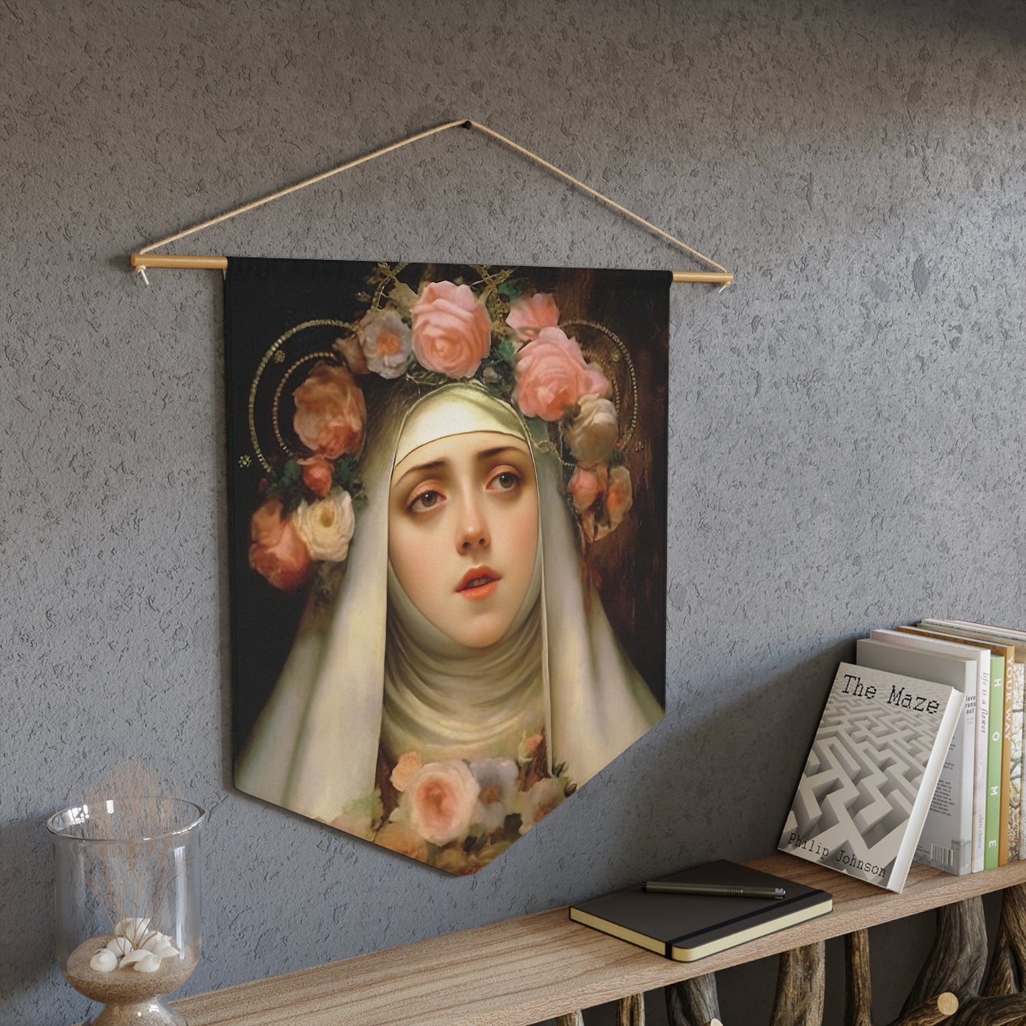 Saint Rose of Lima Wall Banner / Wall Hanging - Unique Religious Art for your home - Prayer room - Catholic Home Art - 18" x 21"