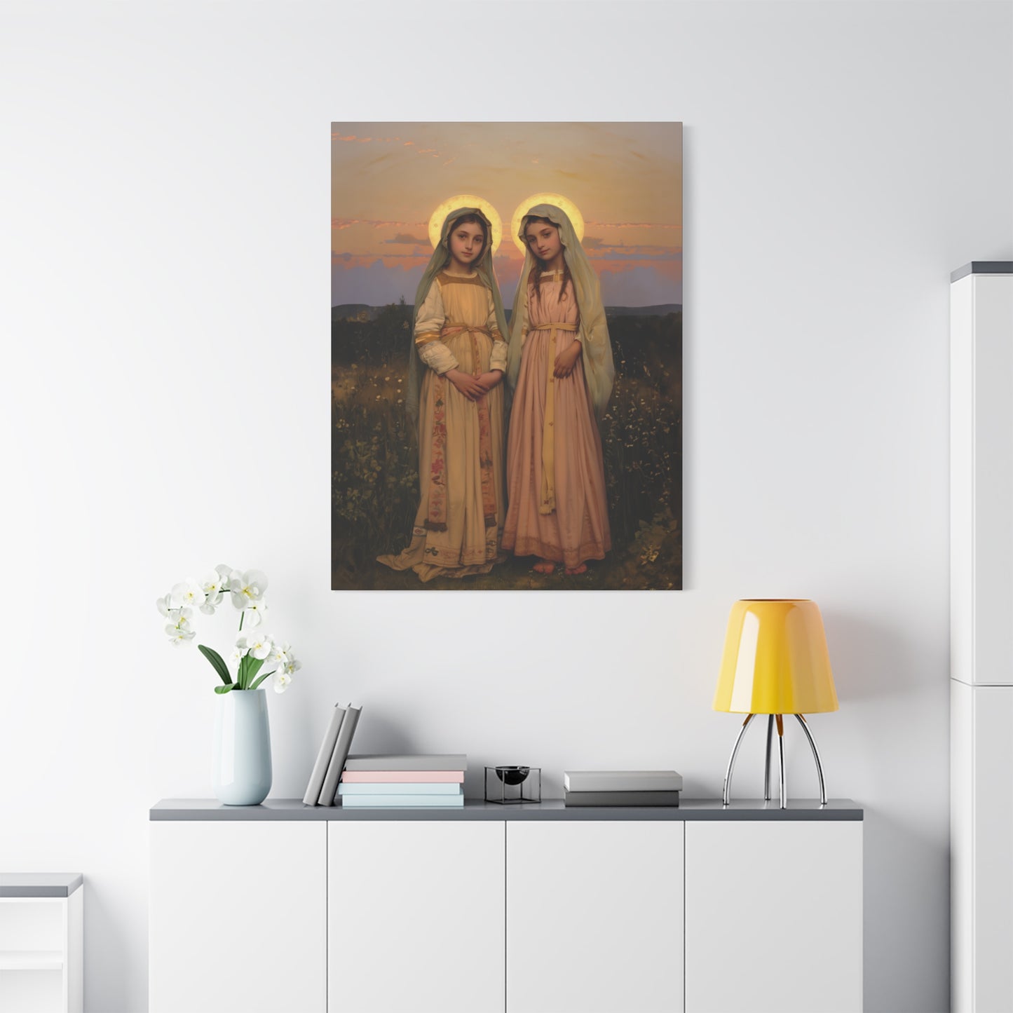 Saints Nunilo and Alodia - Museum Wrapped Canvas - Print - Religious Art for your Home - Christian print - Prayer Room Catholic Saint