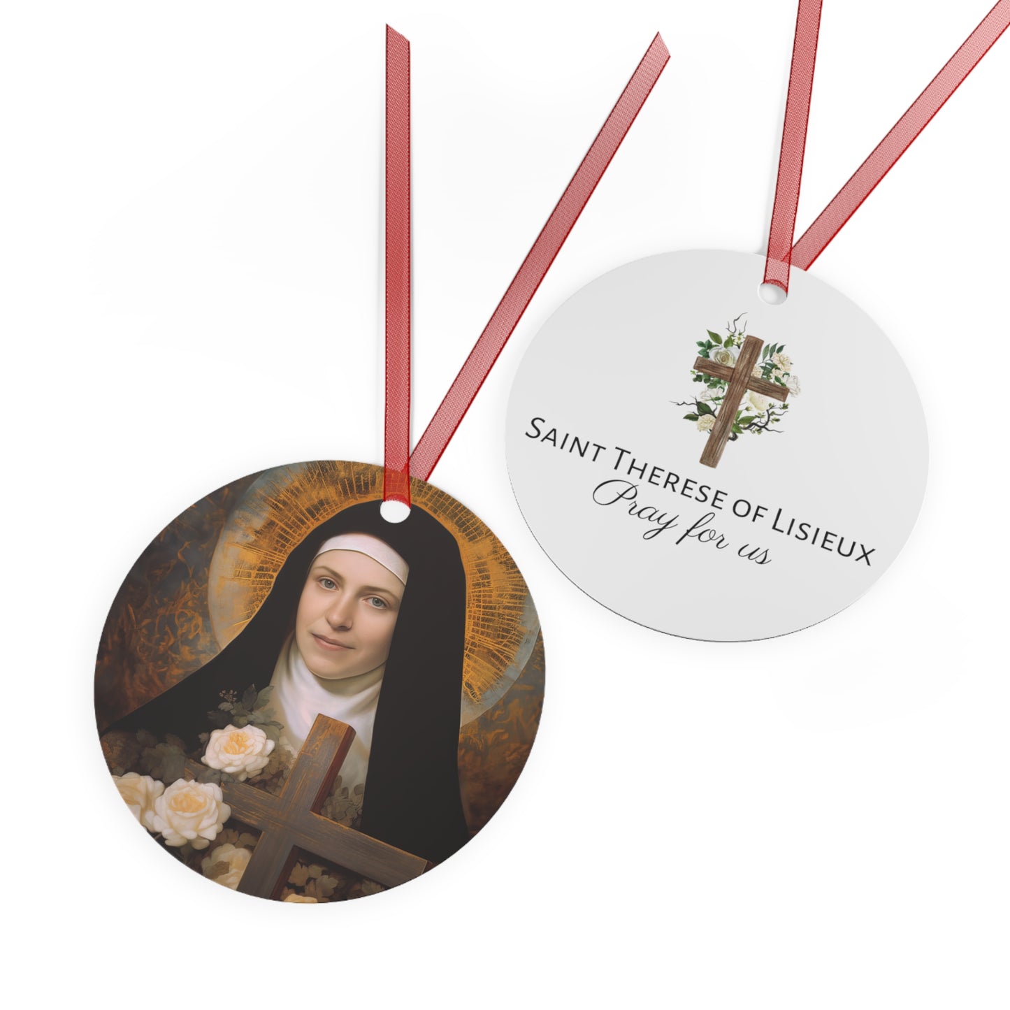 Saint Therese of Lisieux Ornament - Religious Holiday Christmas Ornament and Keepsake - Double sided Keepsake Religious Ornament