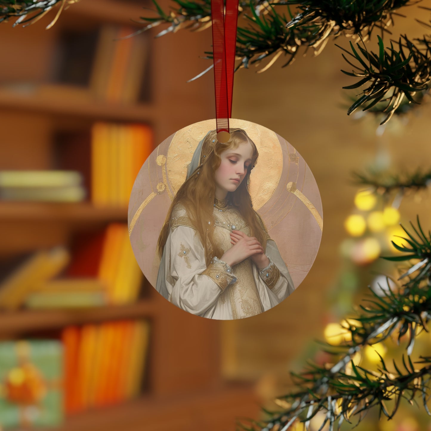 Saint Waldetrudis / Waltrude or Waudru Metal Ornament - Religious Holiday Christmas Ornament and Keepsake - Catholic Prayer Ornament