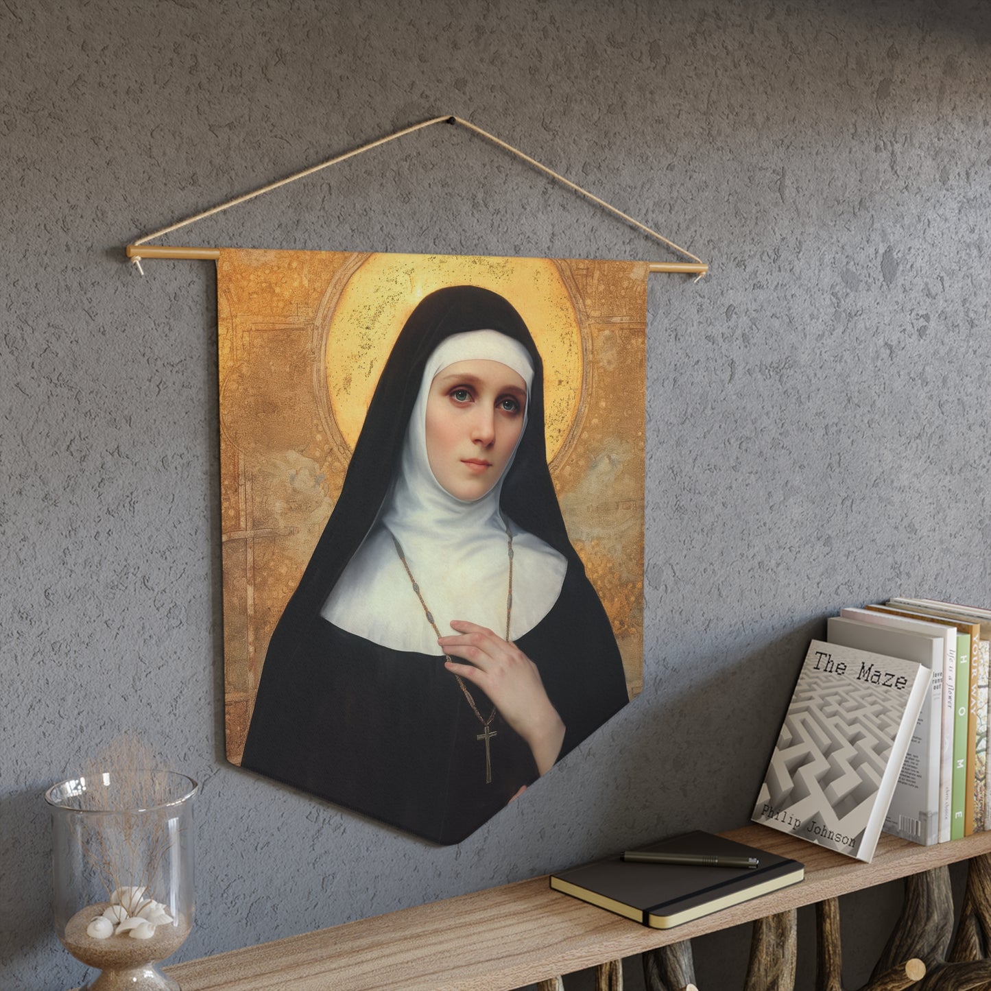 Saint Benedetta Cambiagio Pennant / Banner / Wall Hanging - Prayer room art - 18" x 21" - Catholic prayer Religious Christian Gift