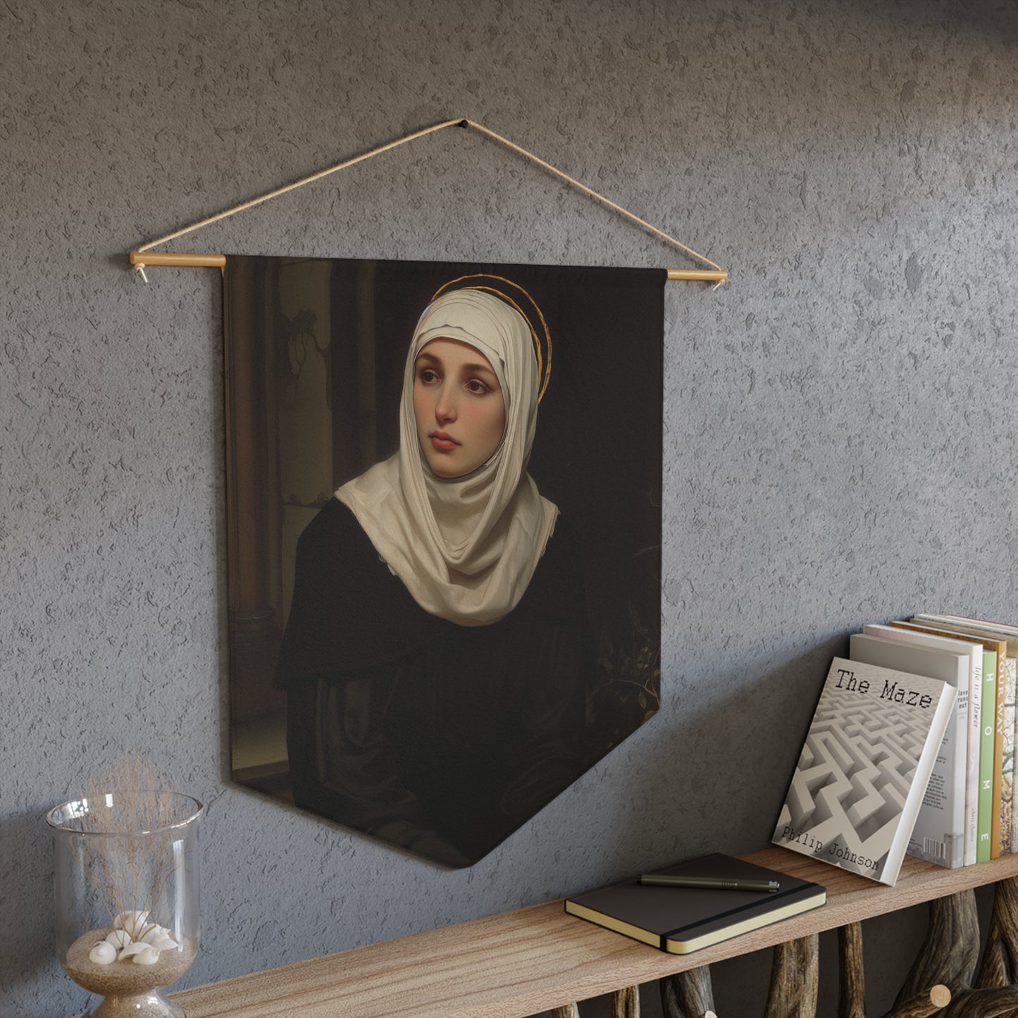 Saint Angela Merici Pennant / Banner / Wall Hanging - Prayer room art - Catholic Home Art - Large Saint Art for your home - 18" x 21"