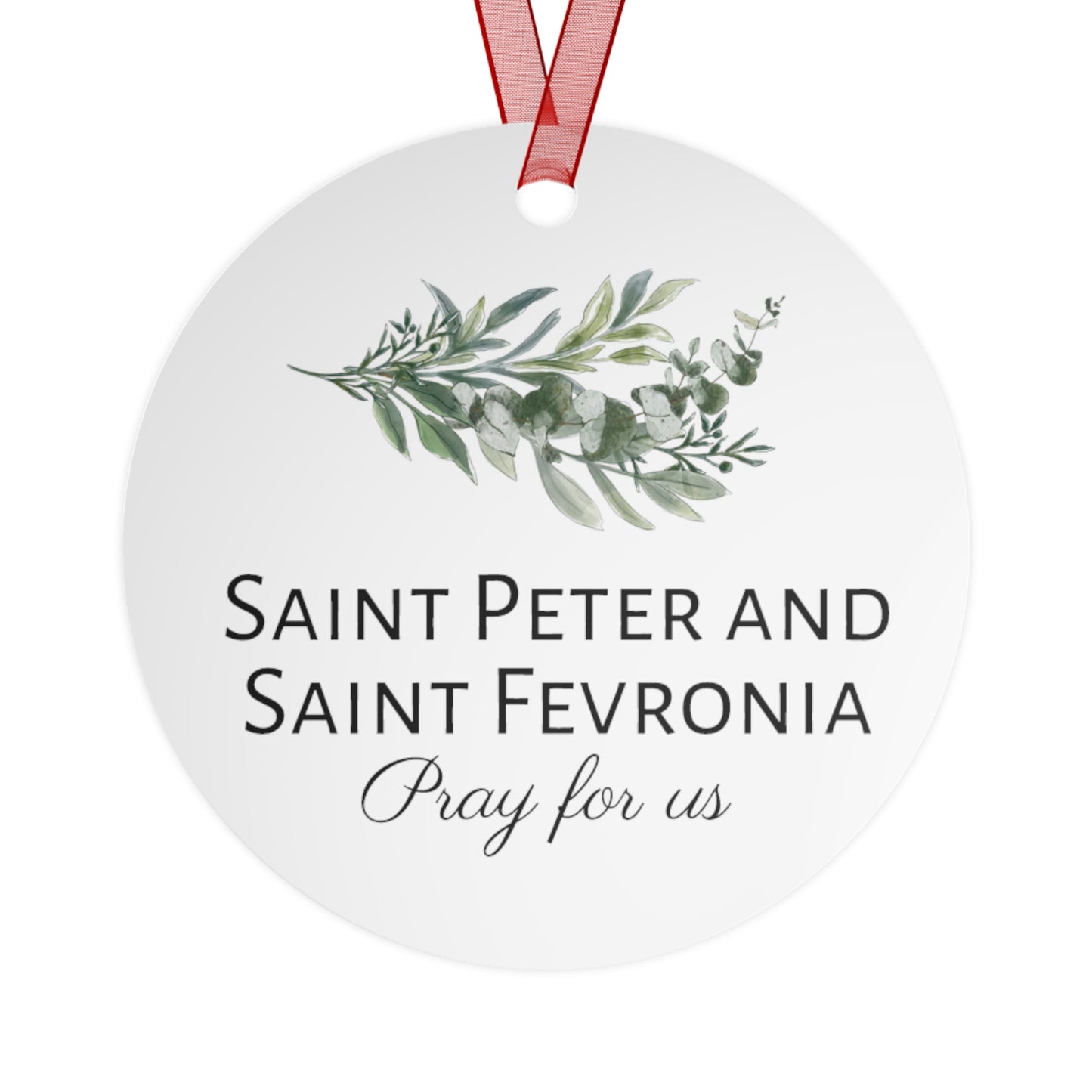 Saints Peter and Fevronia of Murom Metal Ornament - Religious Holiday Christmas Ornament and Keepsake - Double sided