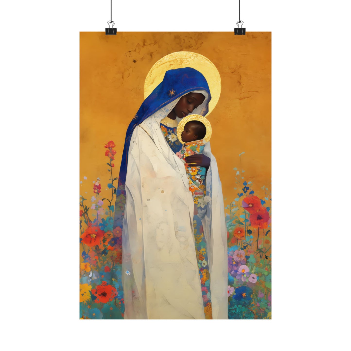 The Divine Embrace- Our Lady of Kibeho's Love - Sanctified Souls Print - Multiple Sizes - Premium Posters - Catholic Art - Christian
