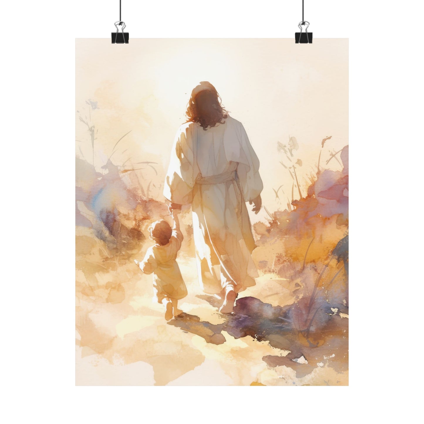 Jesus Guiding a Child in Faith - Christ and Child Poster Print - Sanctified Souls Print - Catholic Art - Christian painting